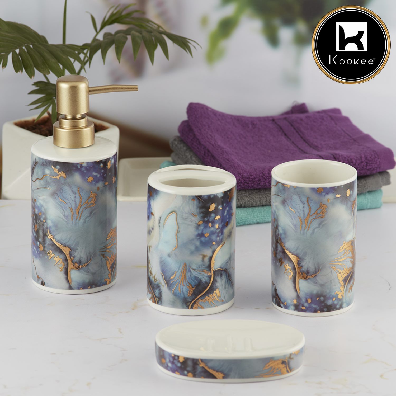 Kookee Ceramic Bathroom Sets, Multi, ART09594