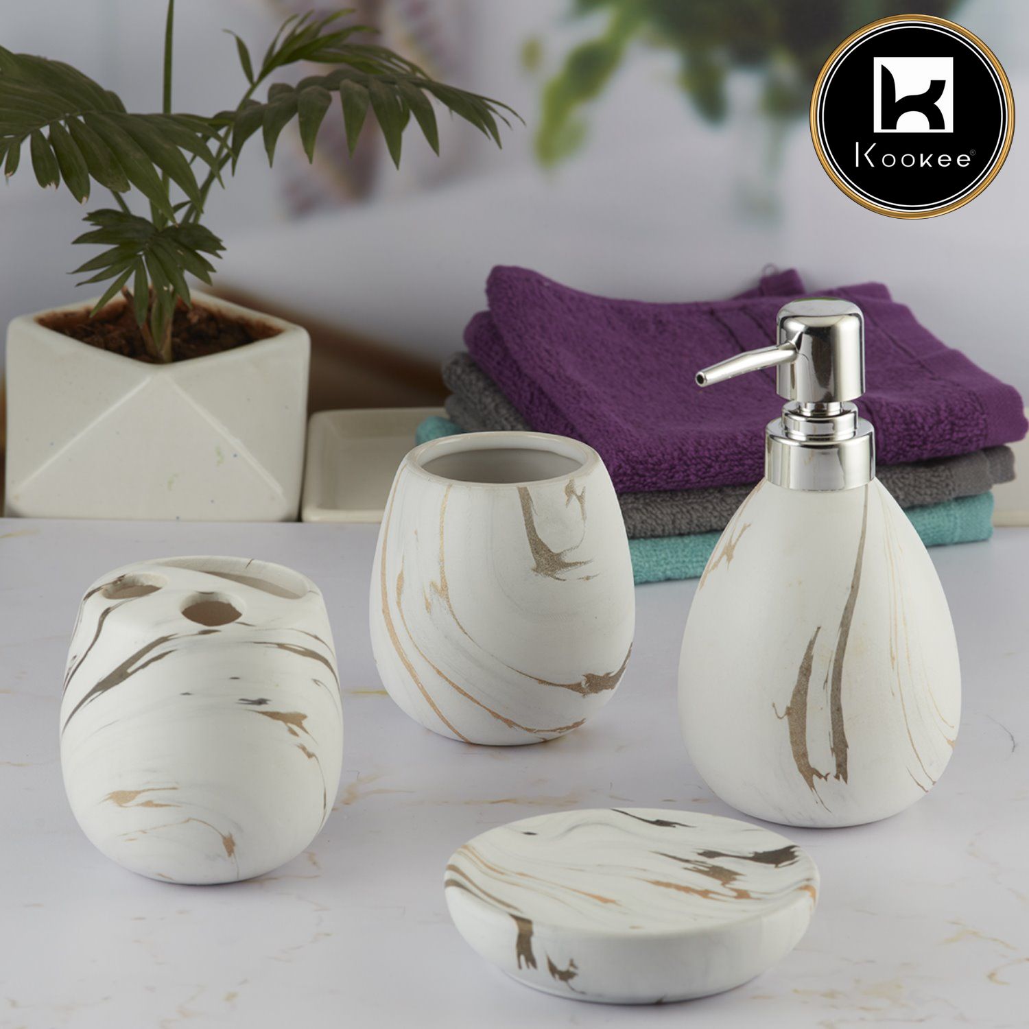 Kookee Ceramic Bathroom Sets, Off White, ART09599