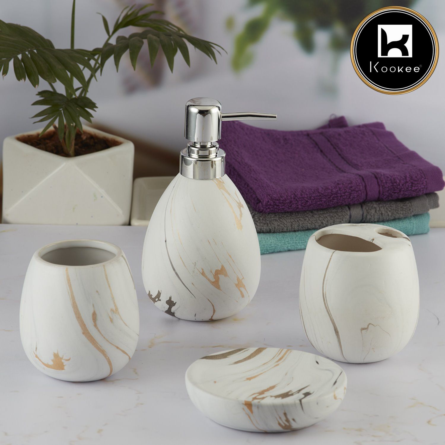 Kookee Ceramic Bathroom Sets, Off White, ART09599