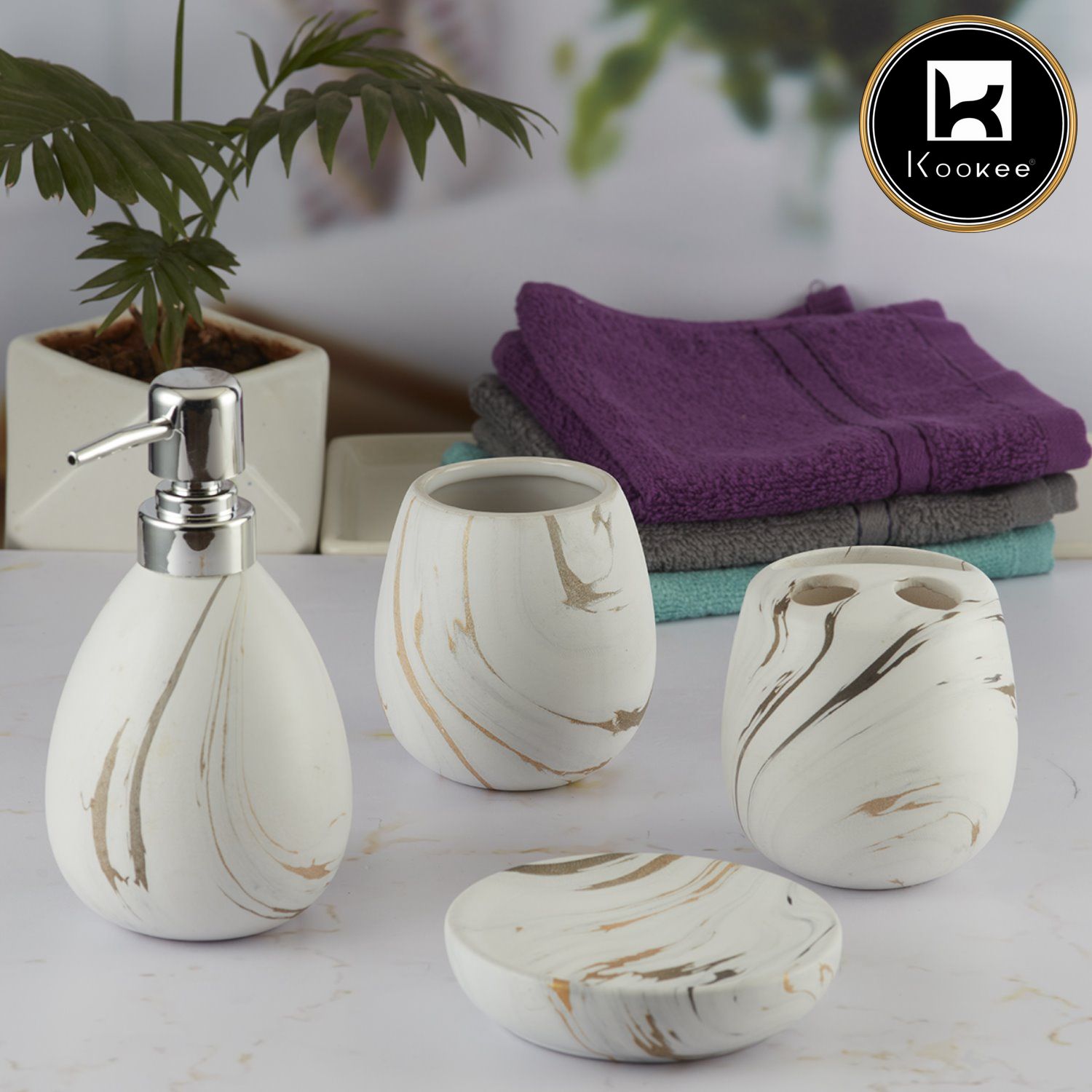 Kookee Ceramic Bathroom Sets, Off White, ART09599