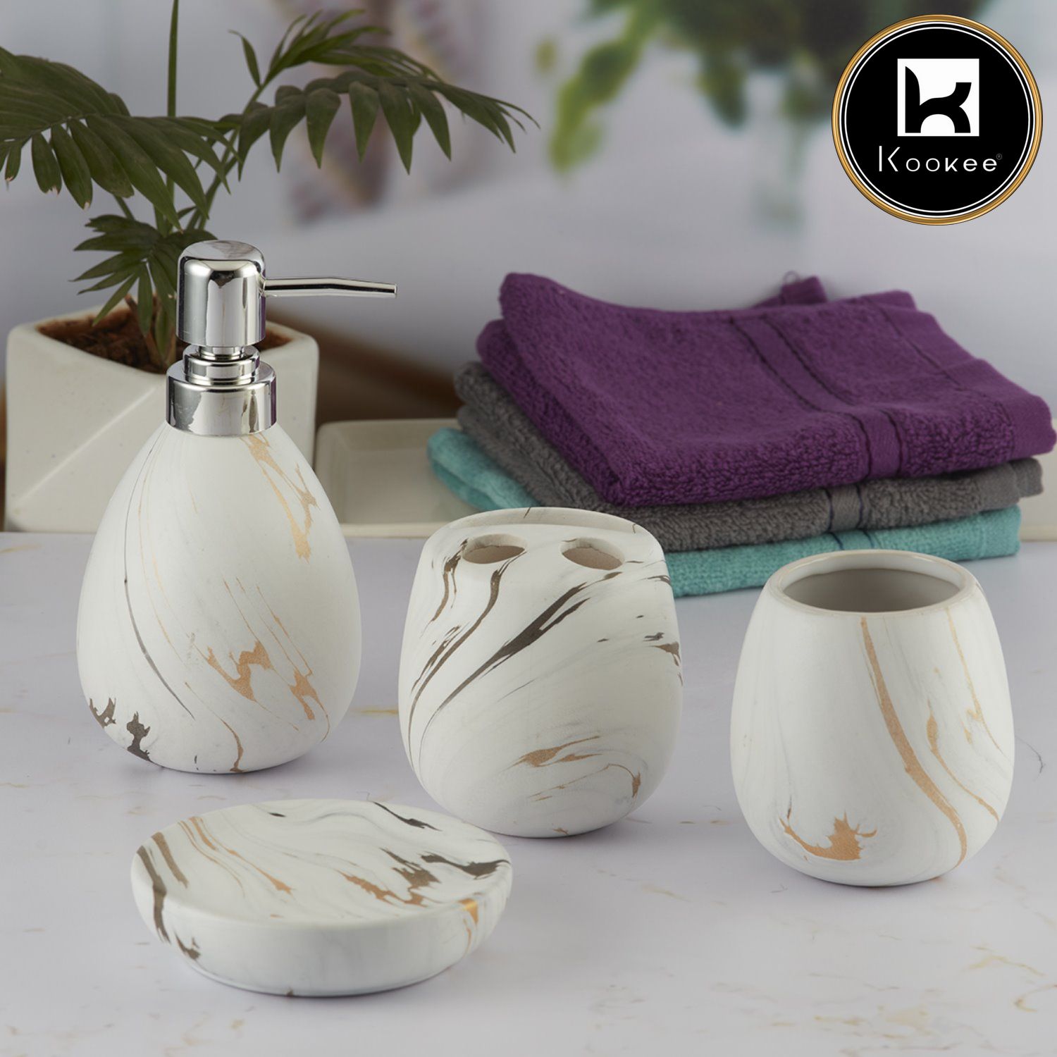 Kookee Ceramic Bathroom Sets, Off White, ART09599