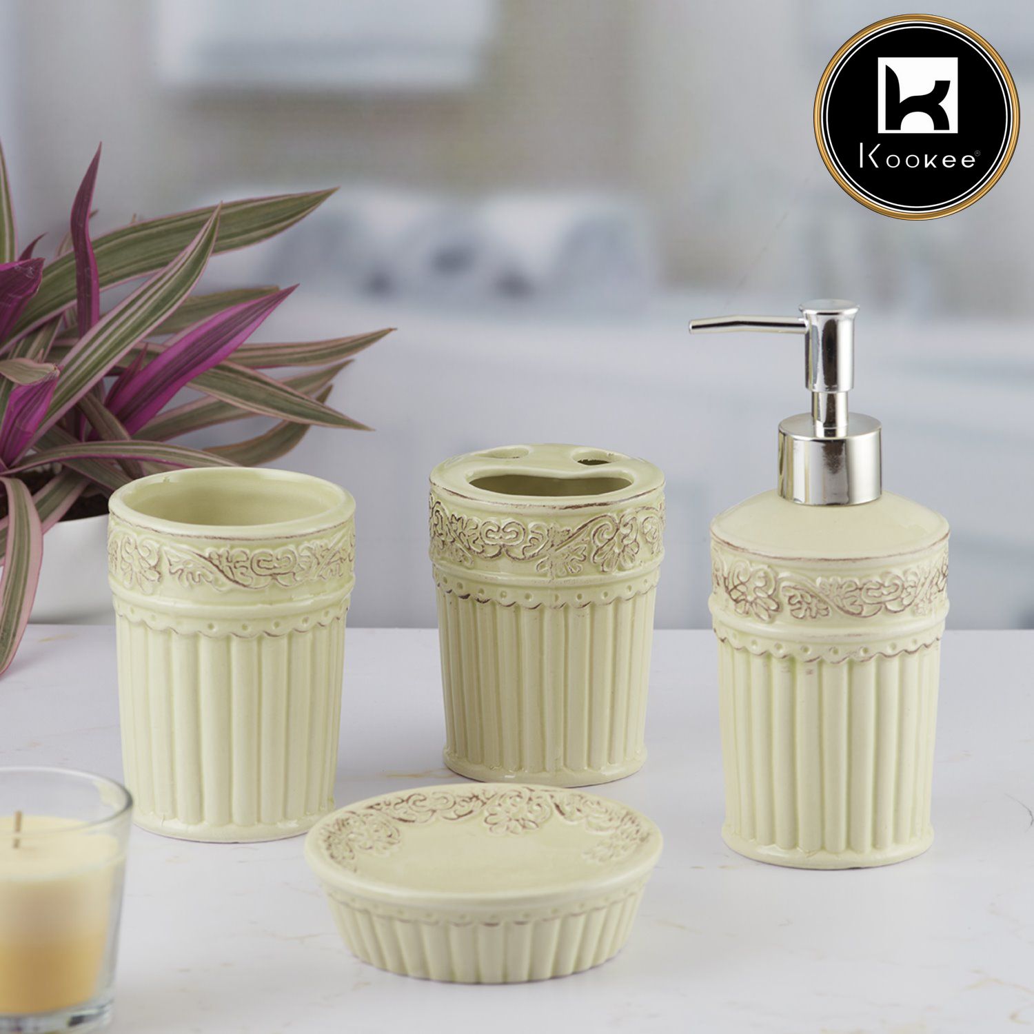 Kookee Ceramic Bathroom Sets, Off White, ART09601