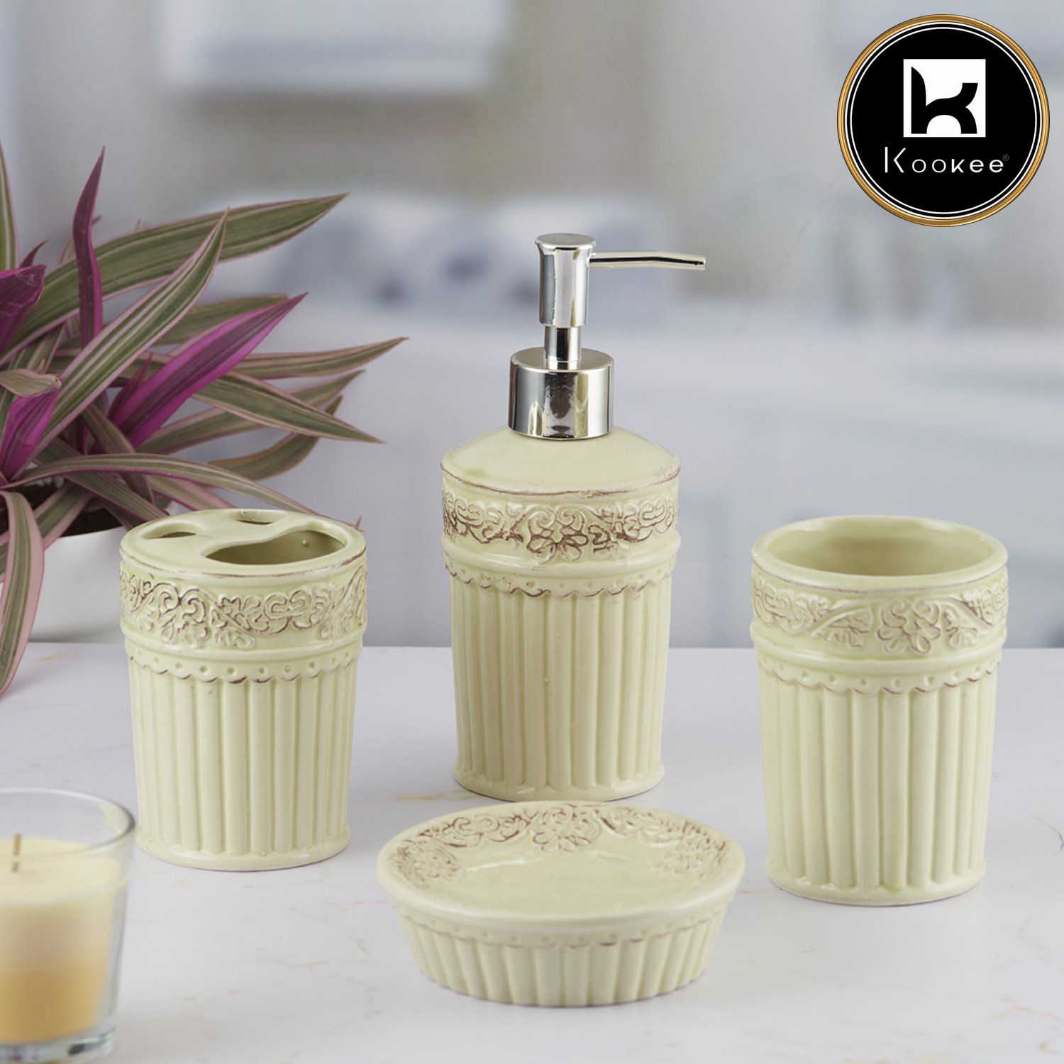 Kookee Ceramic Bathroom Sets, Off White, ART09601