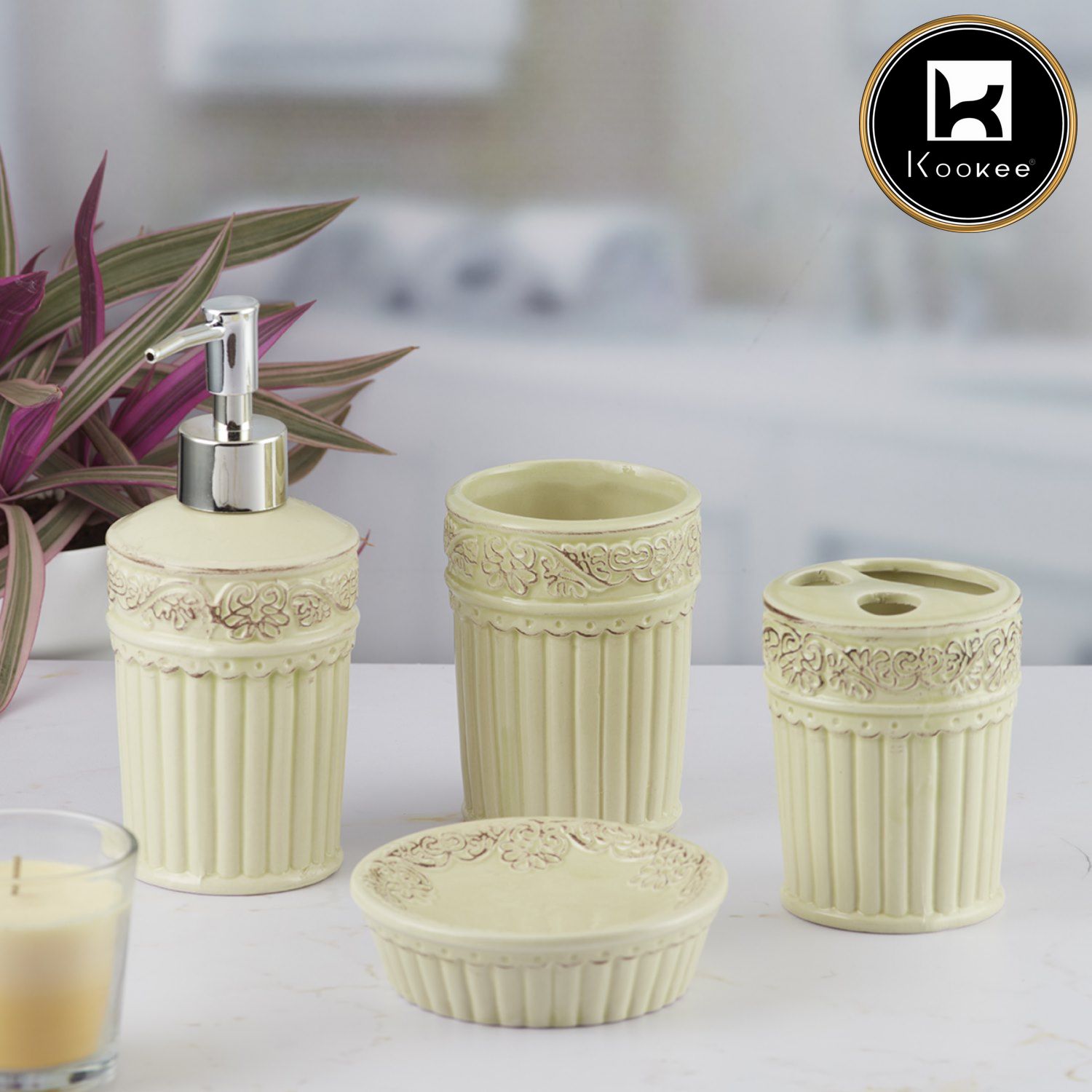 Kookee Ceramic Bathroom Sets, Off White, ART09601