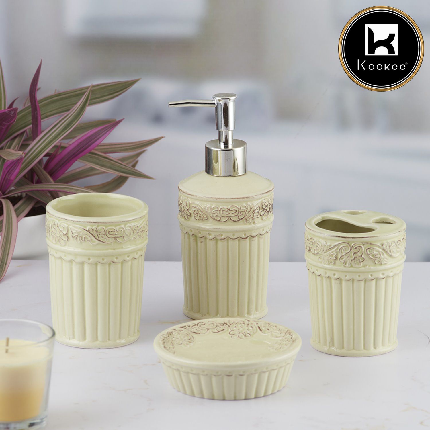 Kookee Ceramic Bathroom Sets, Off White, ART09601