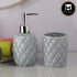 Kookee Ceramic Bathroom Accessories Set of 2, Modern Bath Set with Liquid handwash Soap Dispenser and Toothbrush holder, Luxury Gift Accessory for Home, Grey