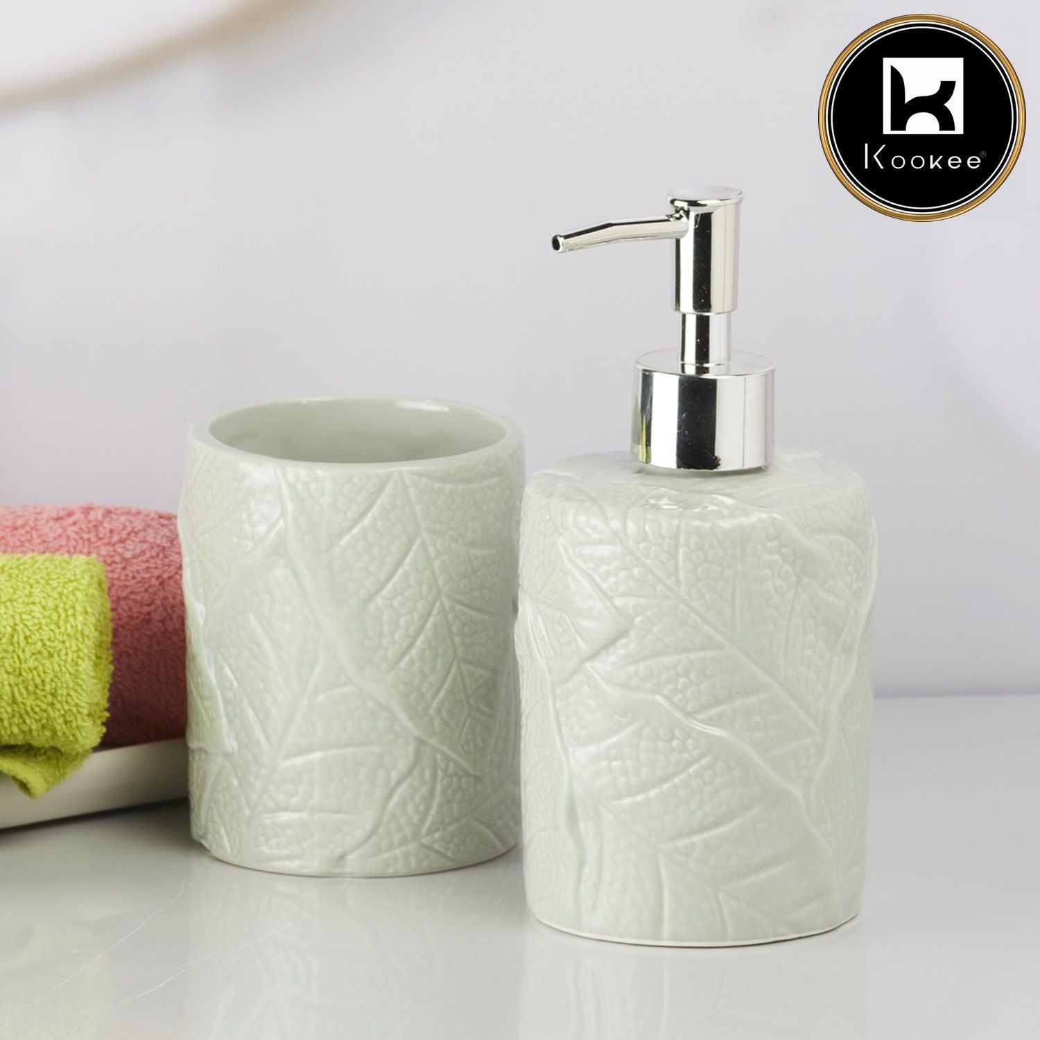 Kookee Ceramic Bathroom Sets, Green, ART09606