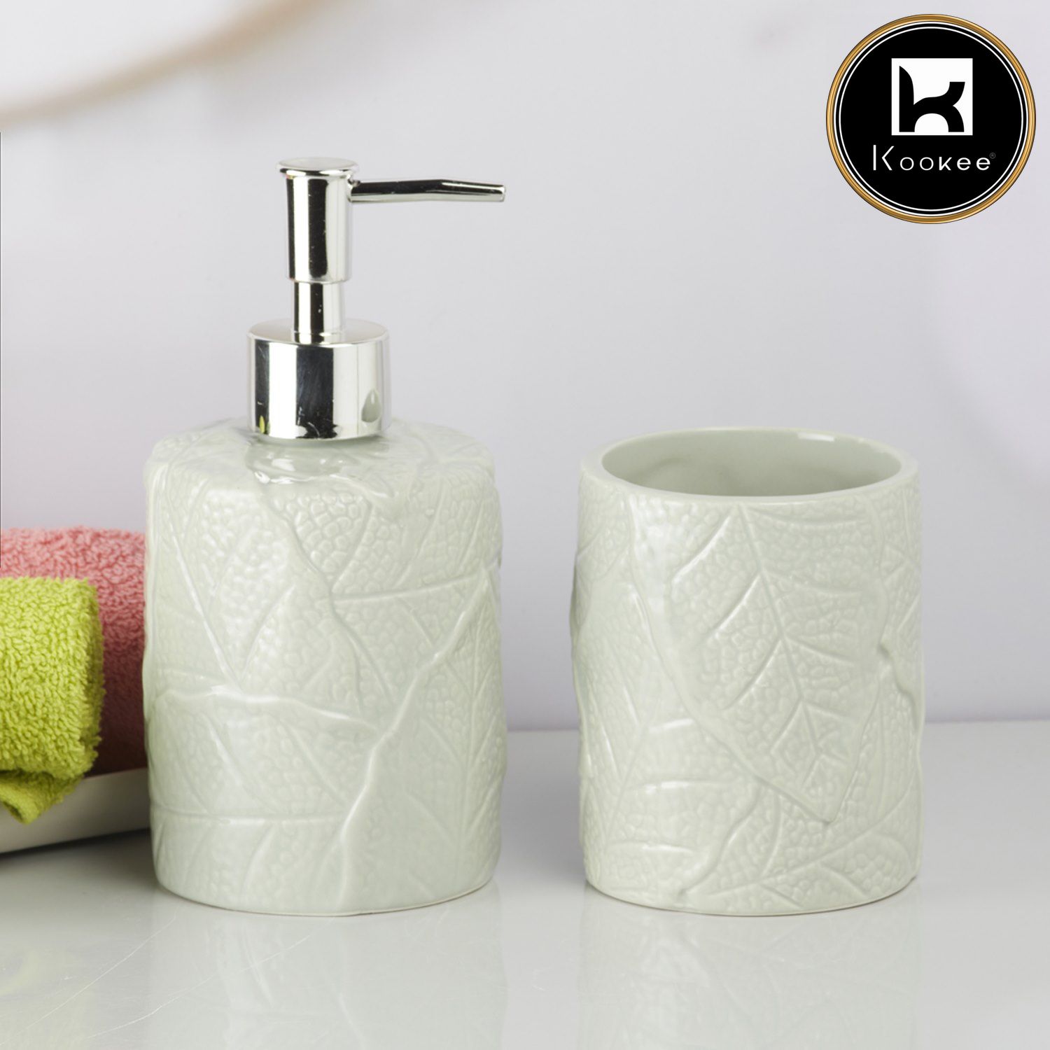 Kookee Ceramic Bathroom Sets, Green, ART09606