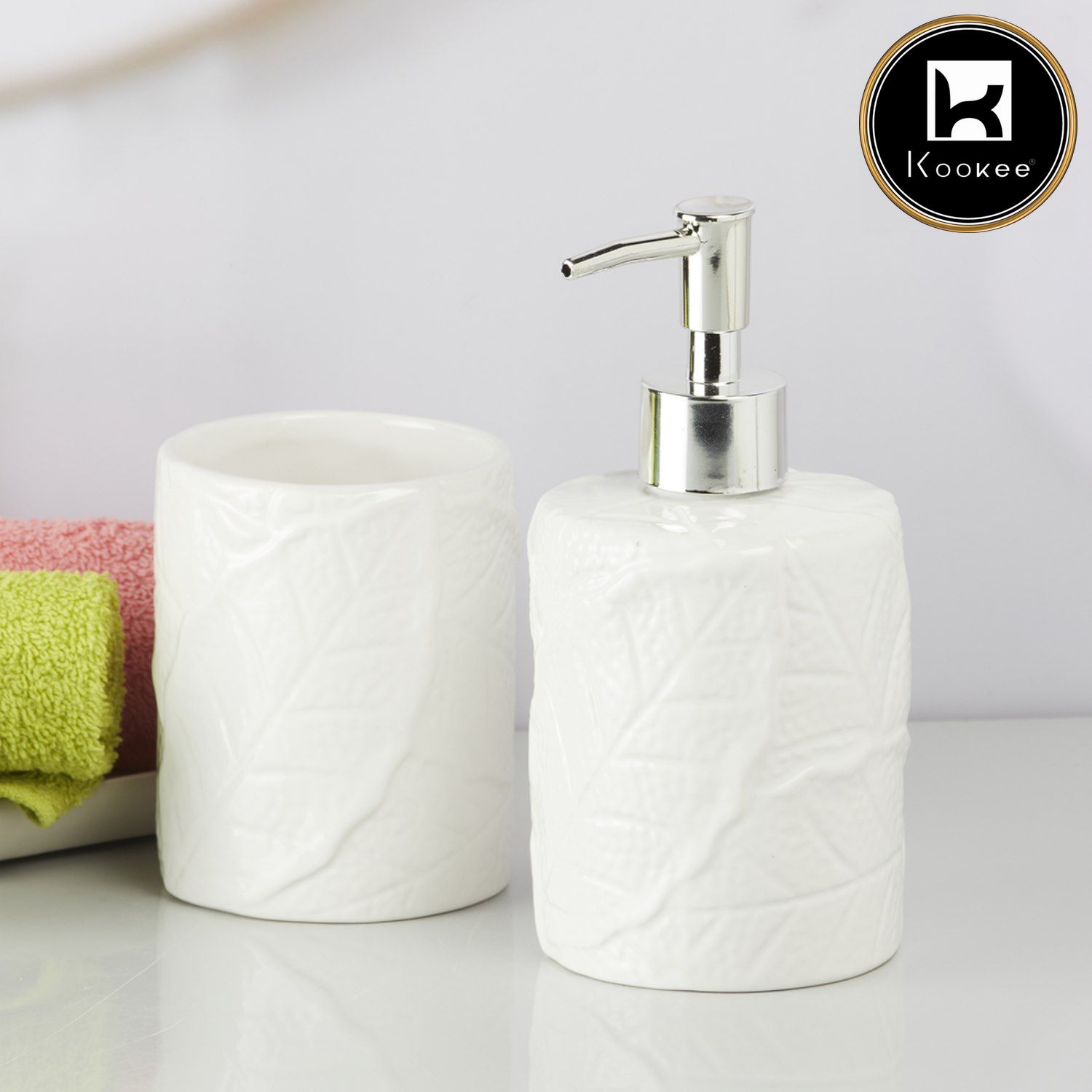 Kookee Ceramic Bathroom Sets, White, ART09608