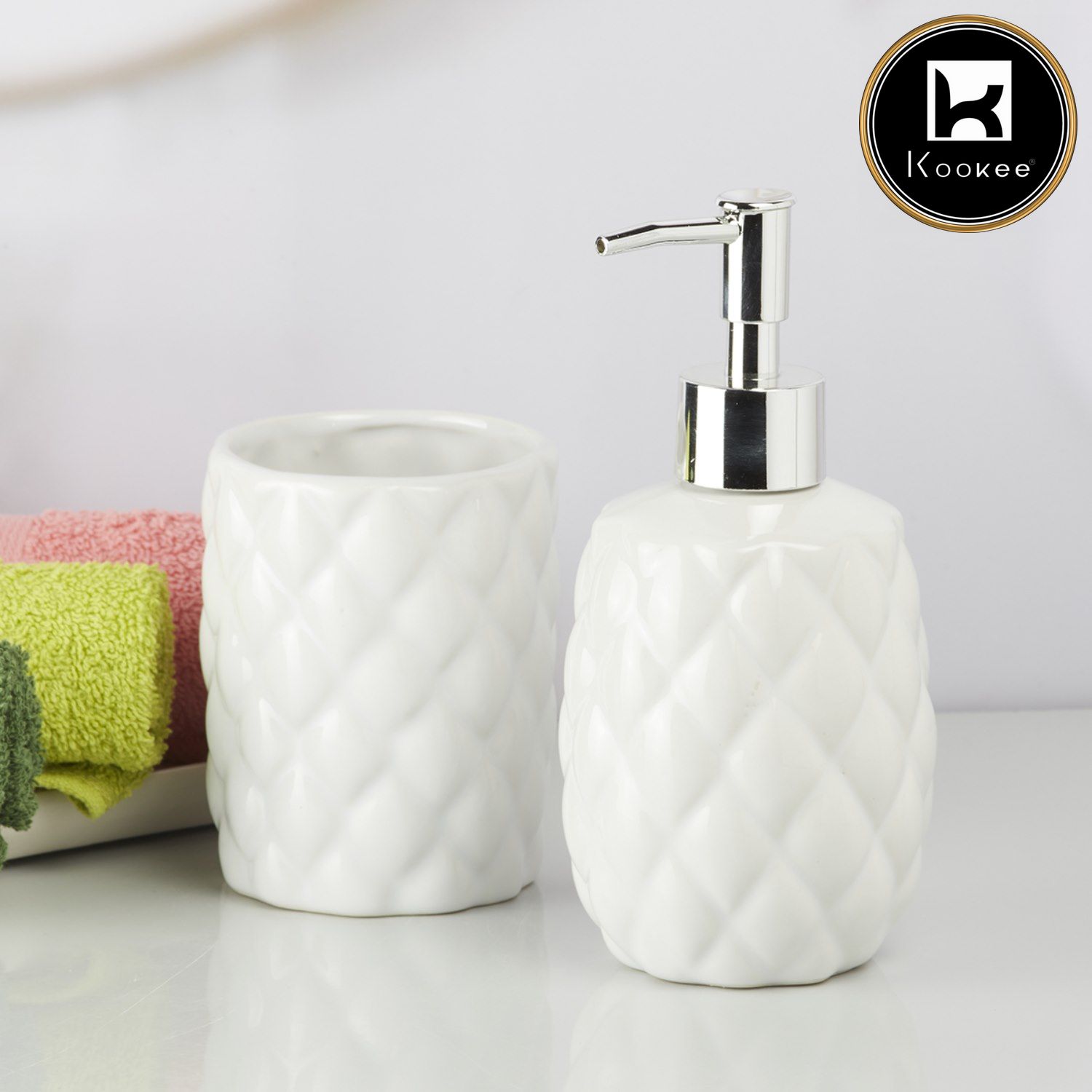 Kookee Ceramic Bathroom Sets, White, ART09612