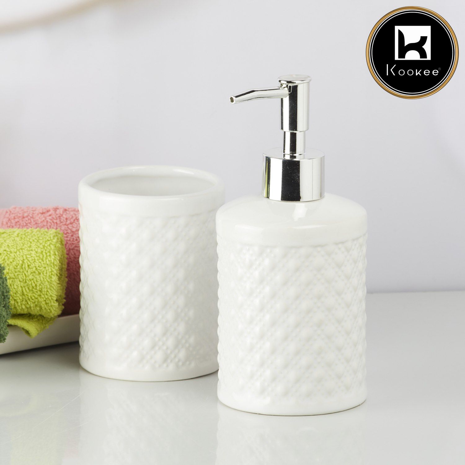 Kookee Ceramic Bathroom Sets, White, ART09613