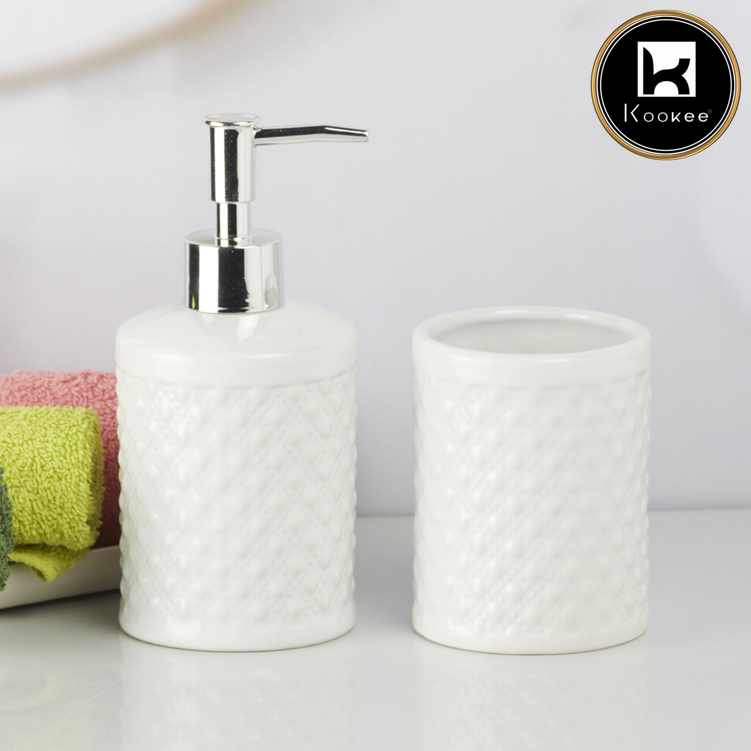 Kookee Ceramic Bathroom Sets, White, ART09613