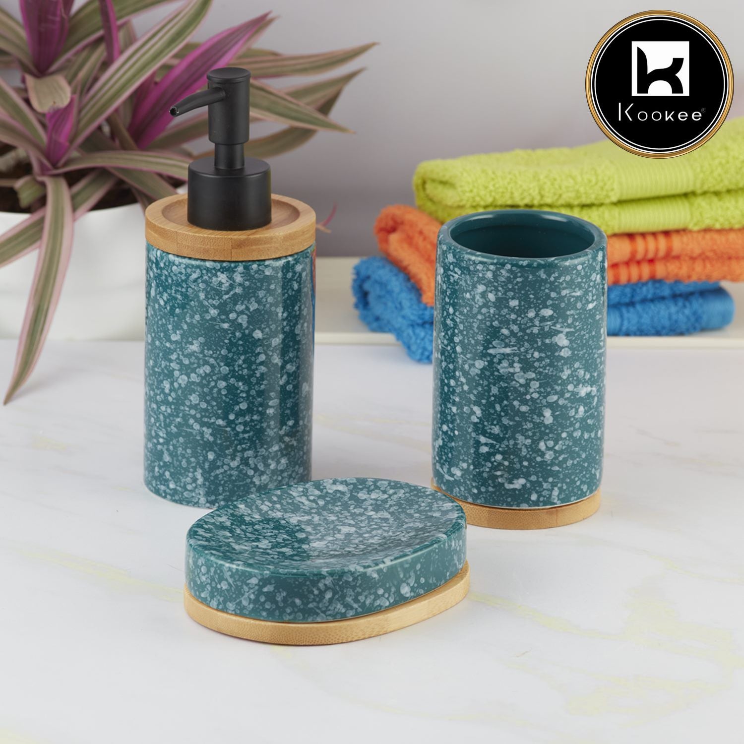 Kookee Ceramic Bathroom Sets, Multi, ART09615