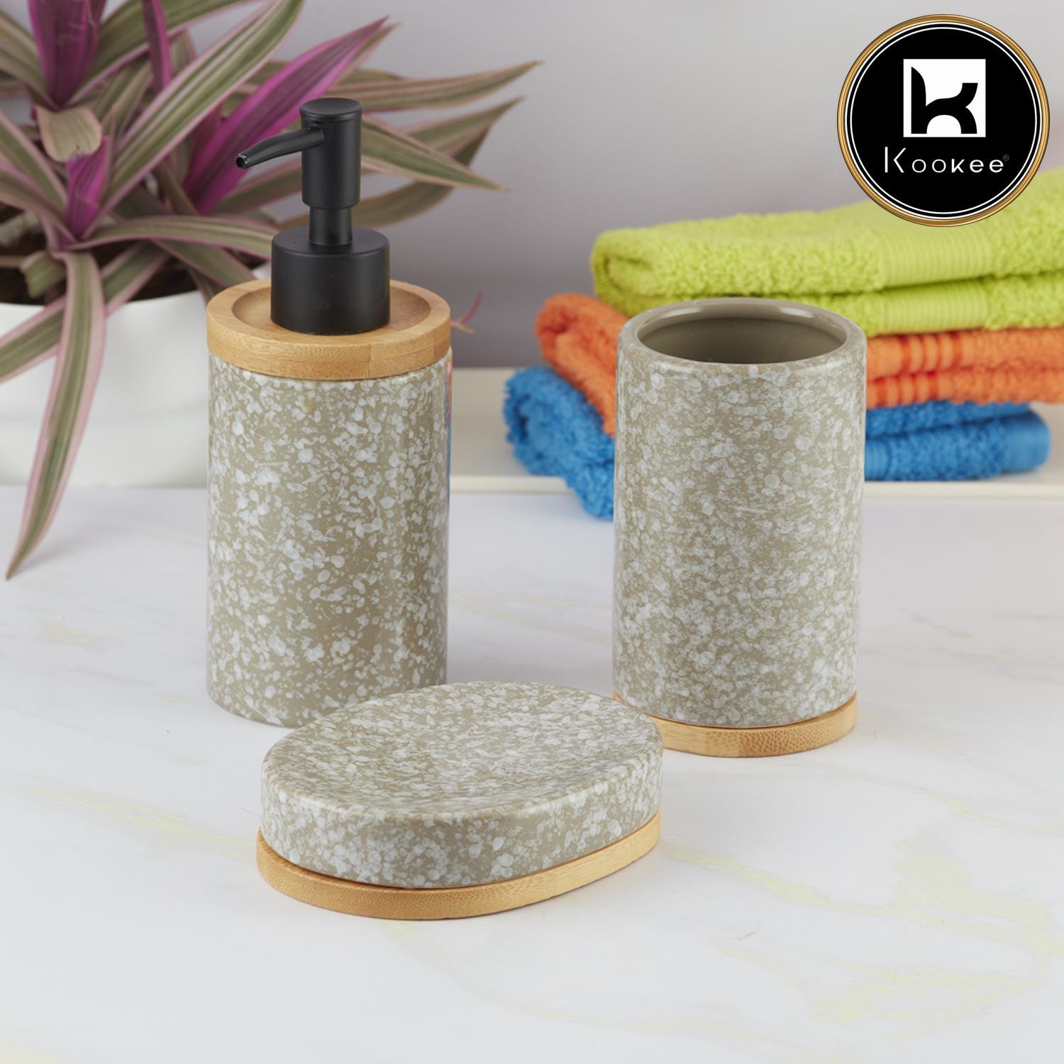 Kookee Ceramic Bathroom Sets, Grey, ART09617