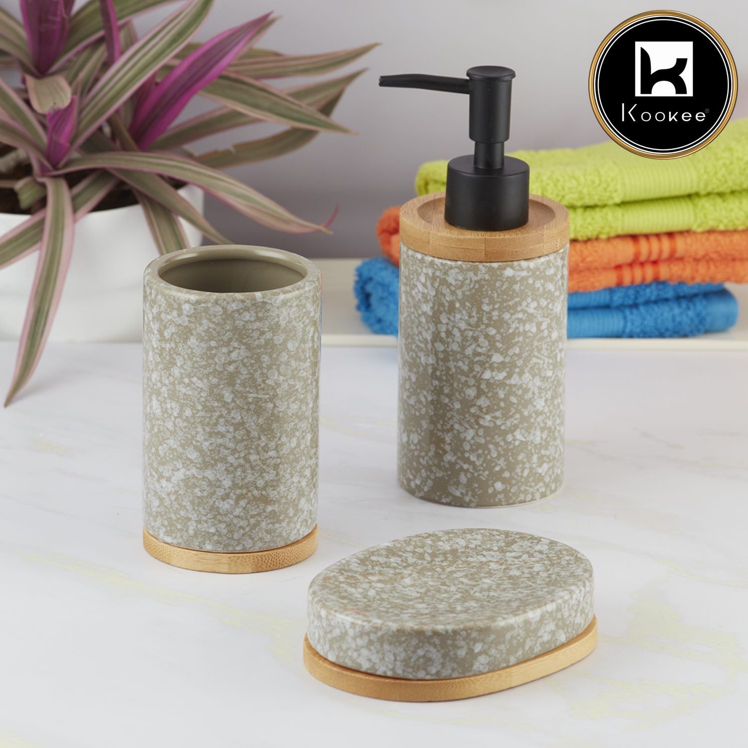 Kookee Ceramic Bathroom Sets, Grey, ART09617