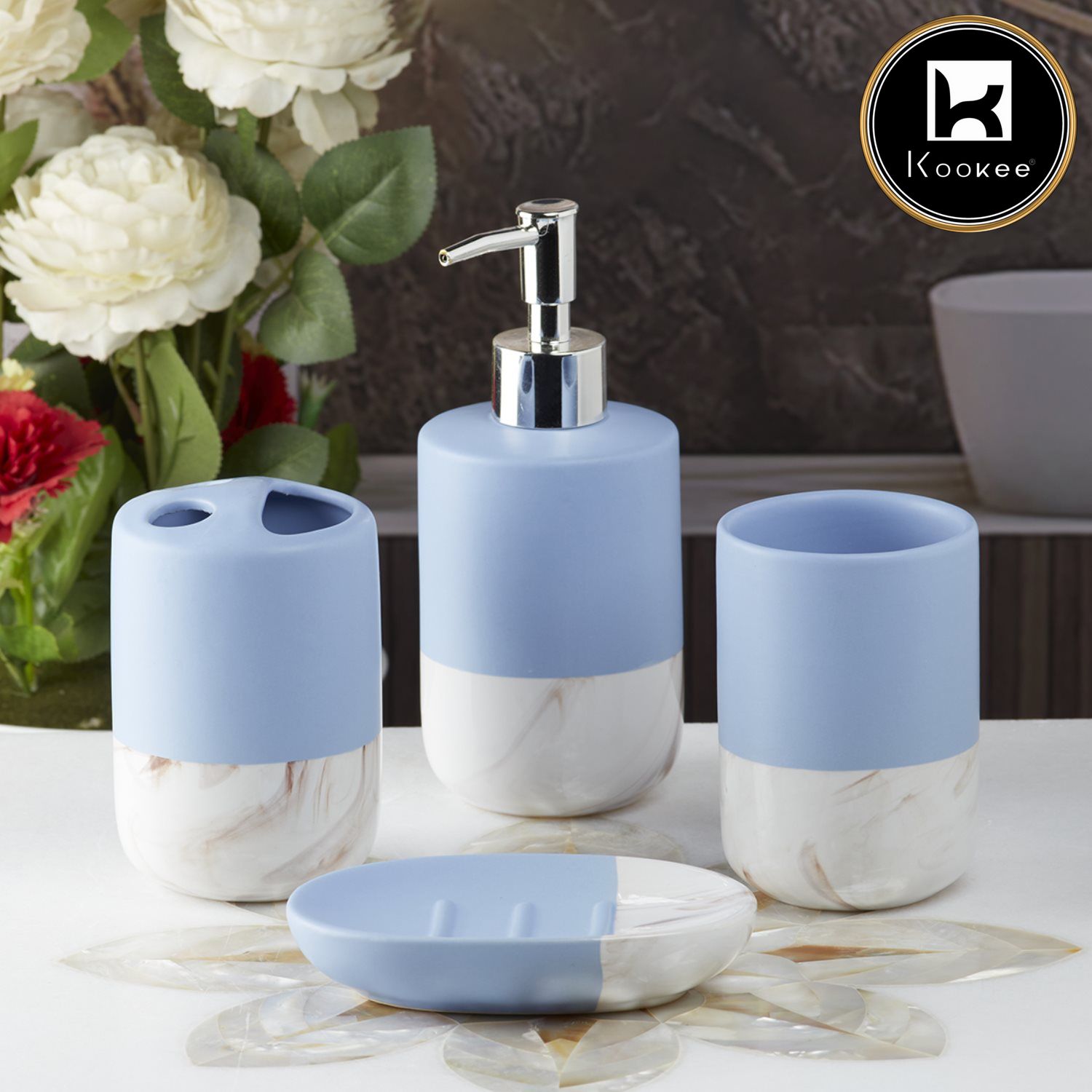 Kookee Ceramic Bathroom Sets, Multi, ART09621