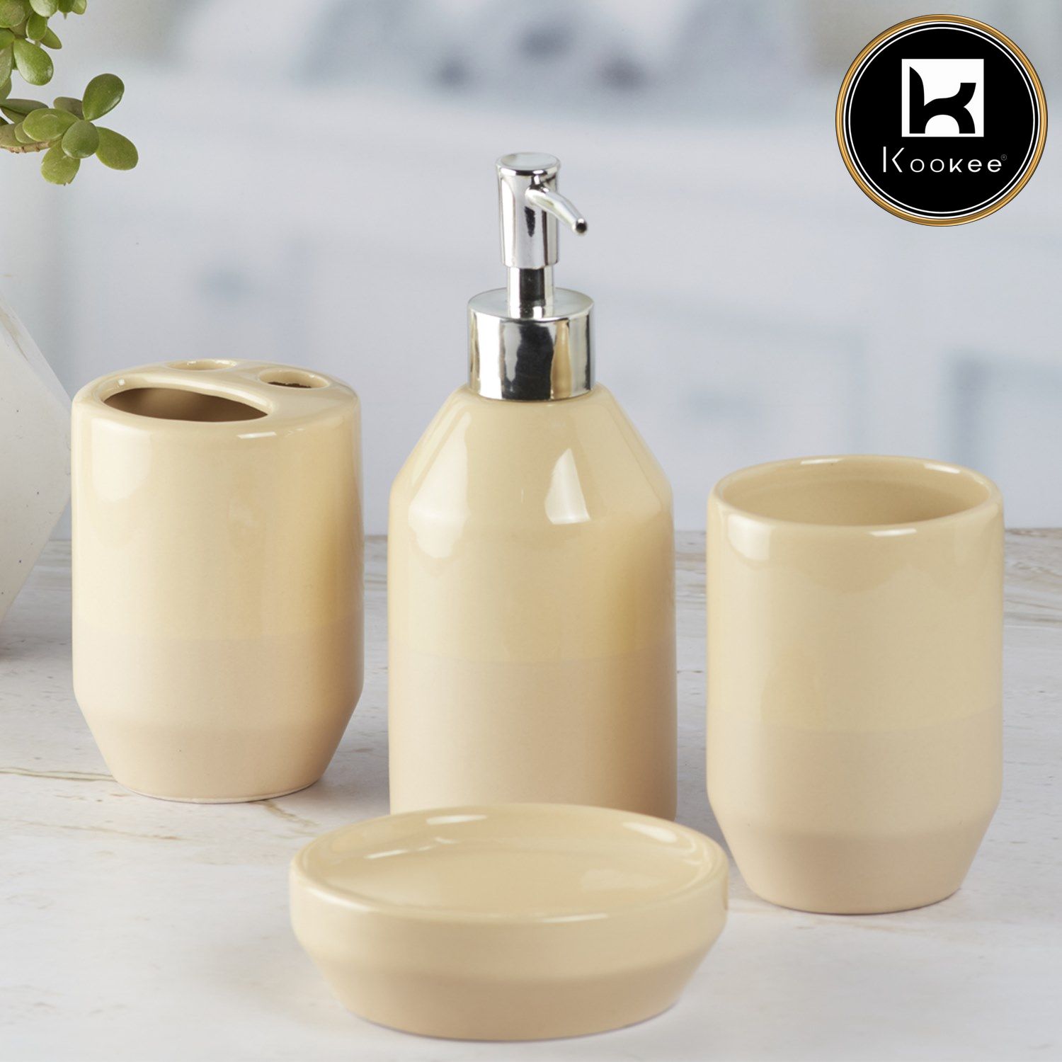 Kookee Ceramic Bathroom Sets, Beige, ART09623