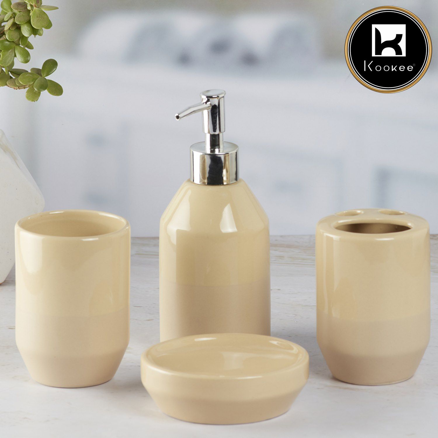 Kookee Ceramic Bathroom Sets, Beige, ART09623