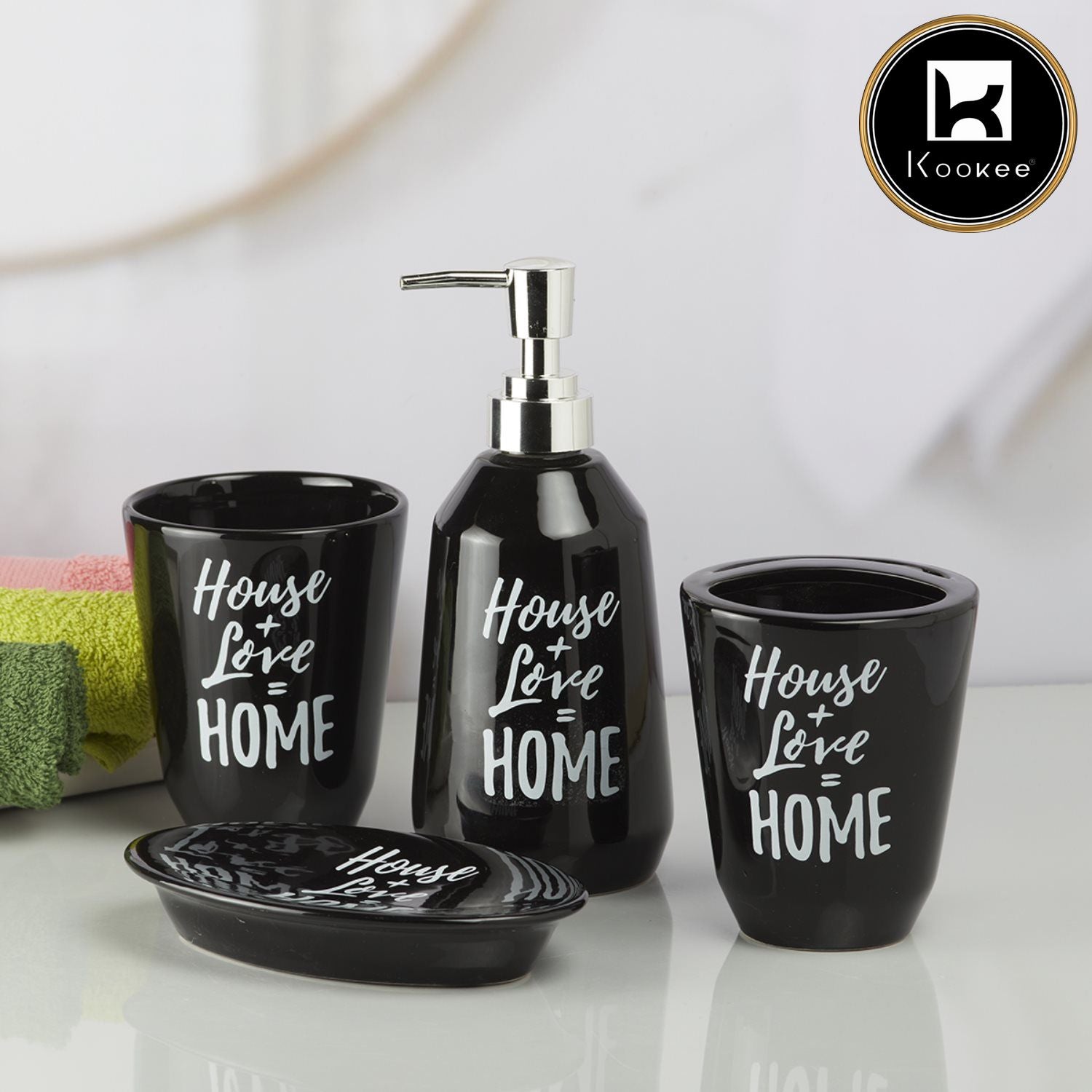 Kookee Ceramic Bathroom Sets, Black, ART09628