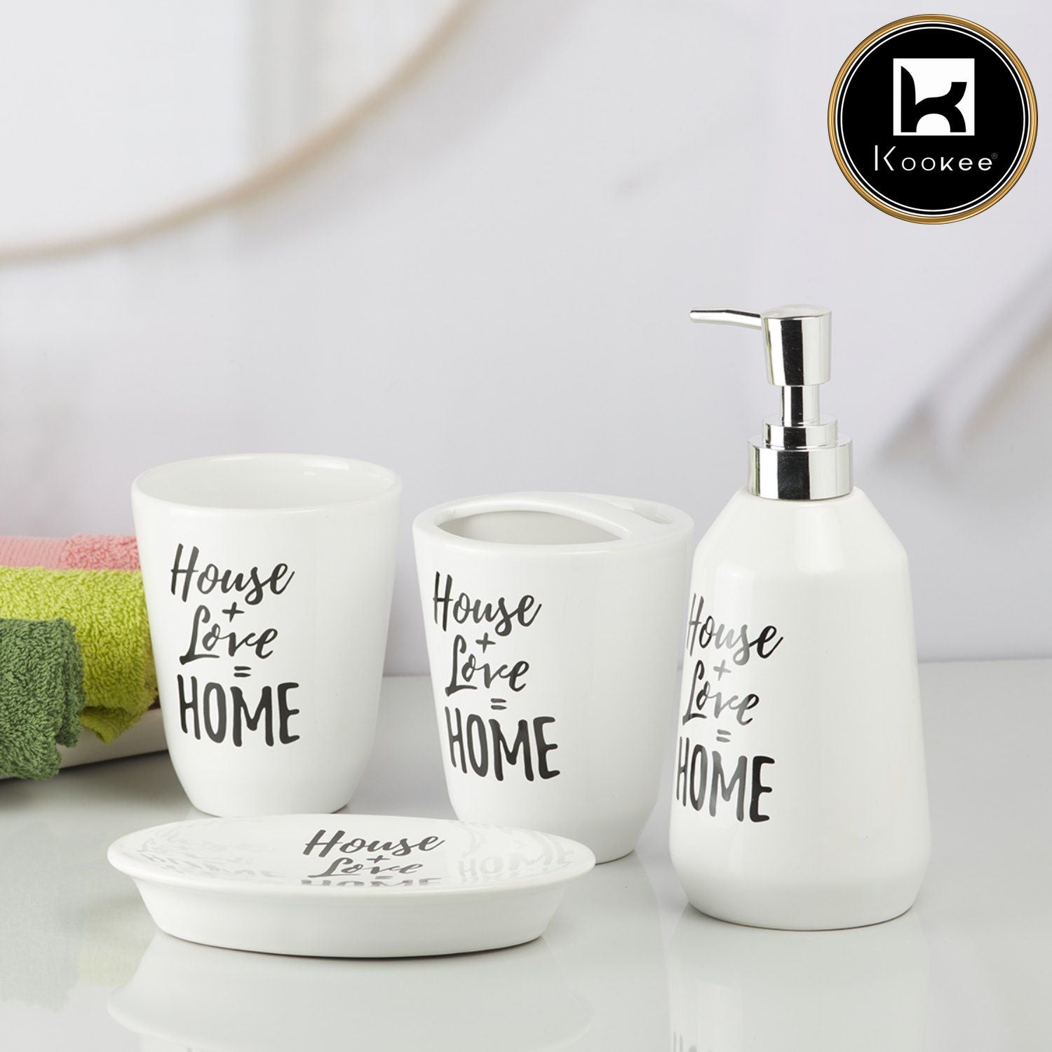 Kookee Ceramic Bathroom Sets, White, ART09629