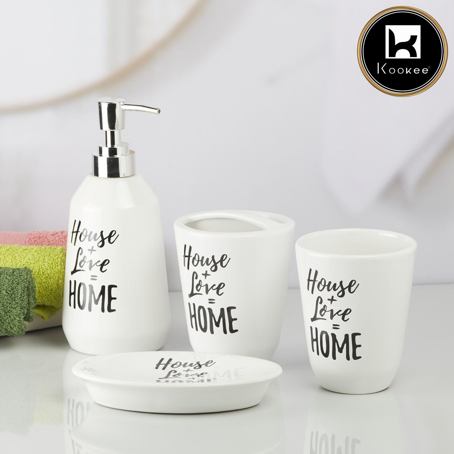 Kookee Ceramic Bathroom Sets, White, ART09629