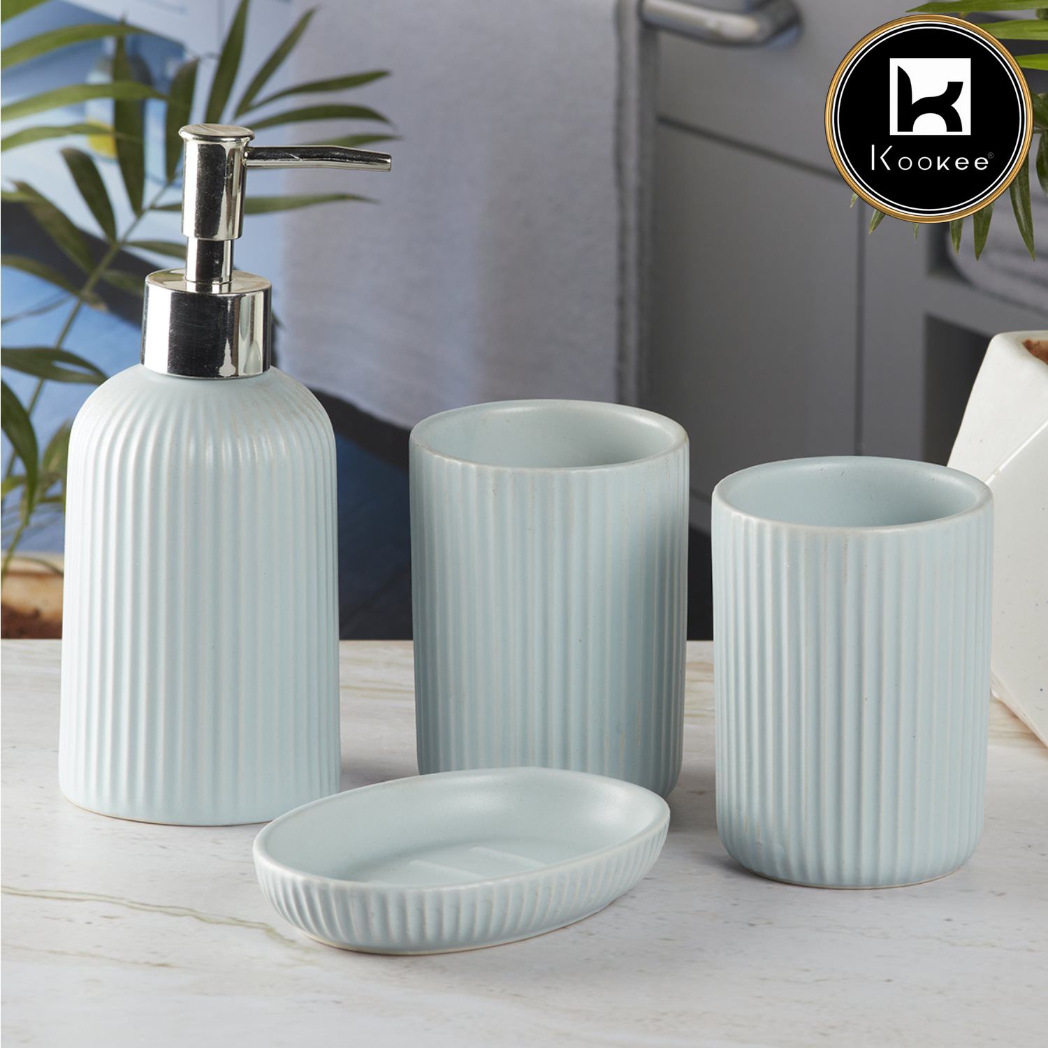 Kookee Ceramic Bathroom Sets, Blue, ART09630