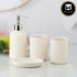 Kookee Ceramic Bathroom Accessories Set of 4, Modern Bath Set with Liquid handwash Soap Dispenser and Toothbrush holder, Luxury Gift Accessory for Home, Beige