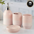 Kookee Ceramic Bathroom Accessories Set of 4, Modern Bath Set with Liquid handwash Soap Dispenser and Toothbrush holder, Luxury Gift Accessory for Home, Pink