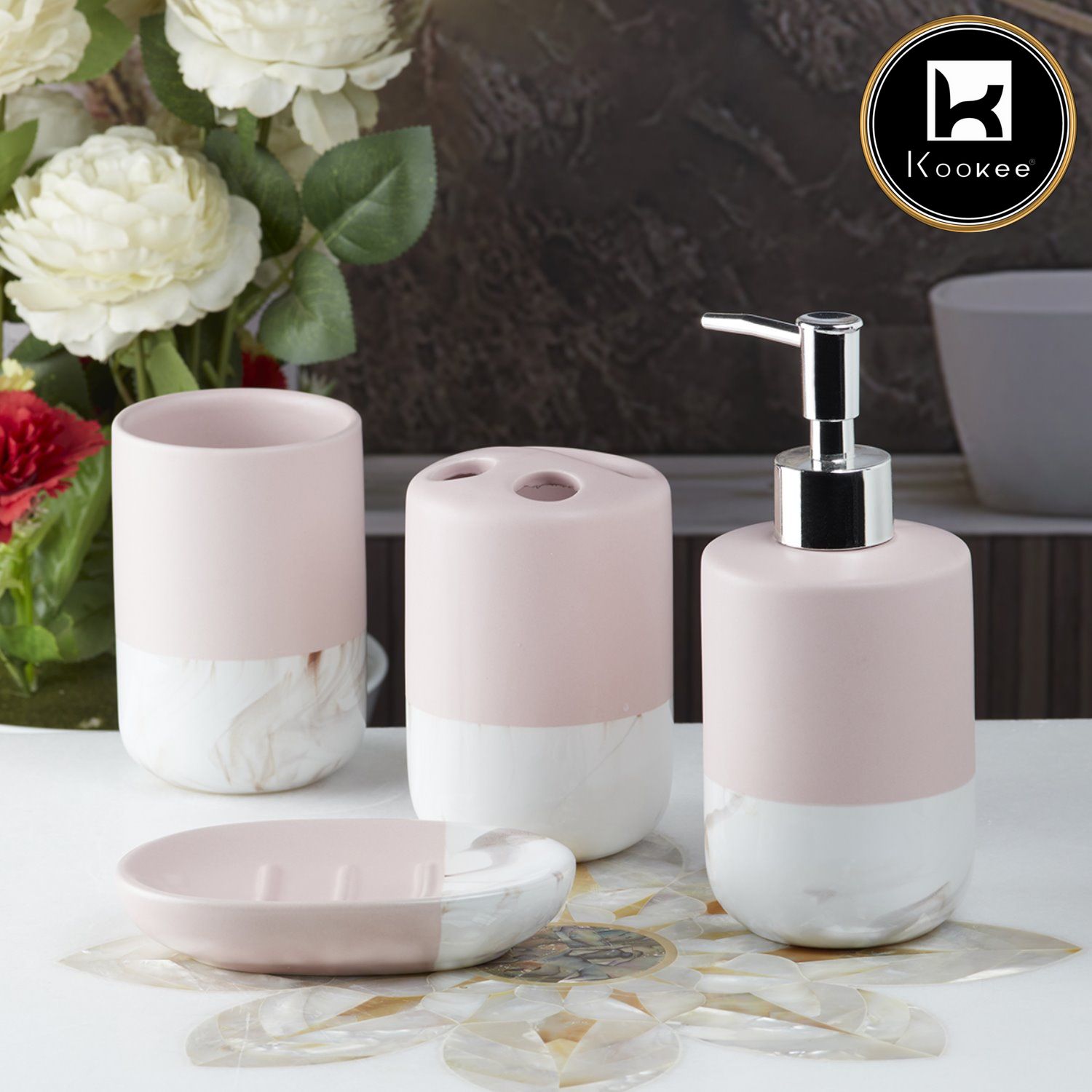 Kookee Ceramic Bathroom Sets, Multi, ART09634