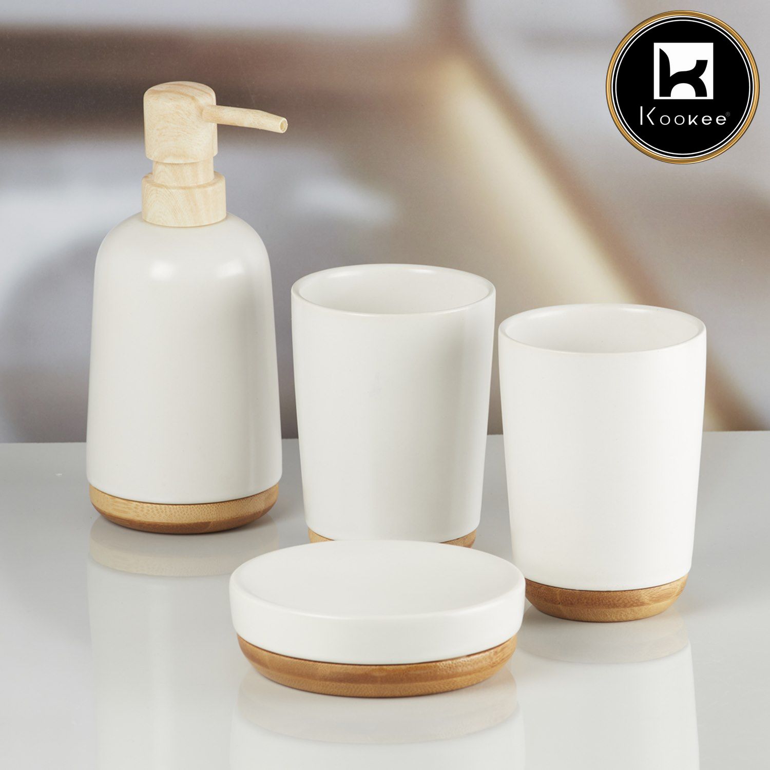 Kookee Ceramic Bathroom Sets, White, ART09639