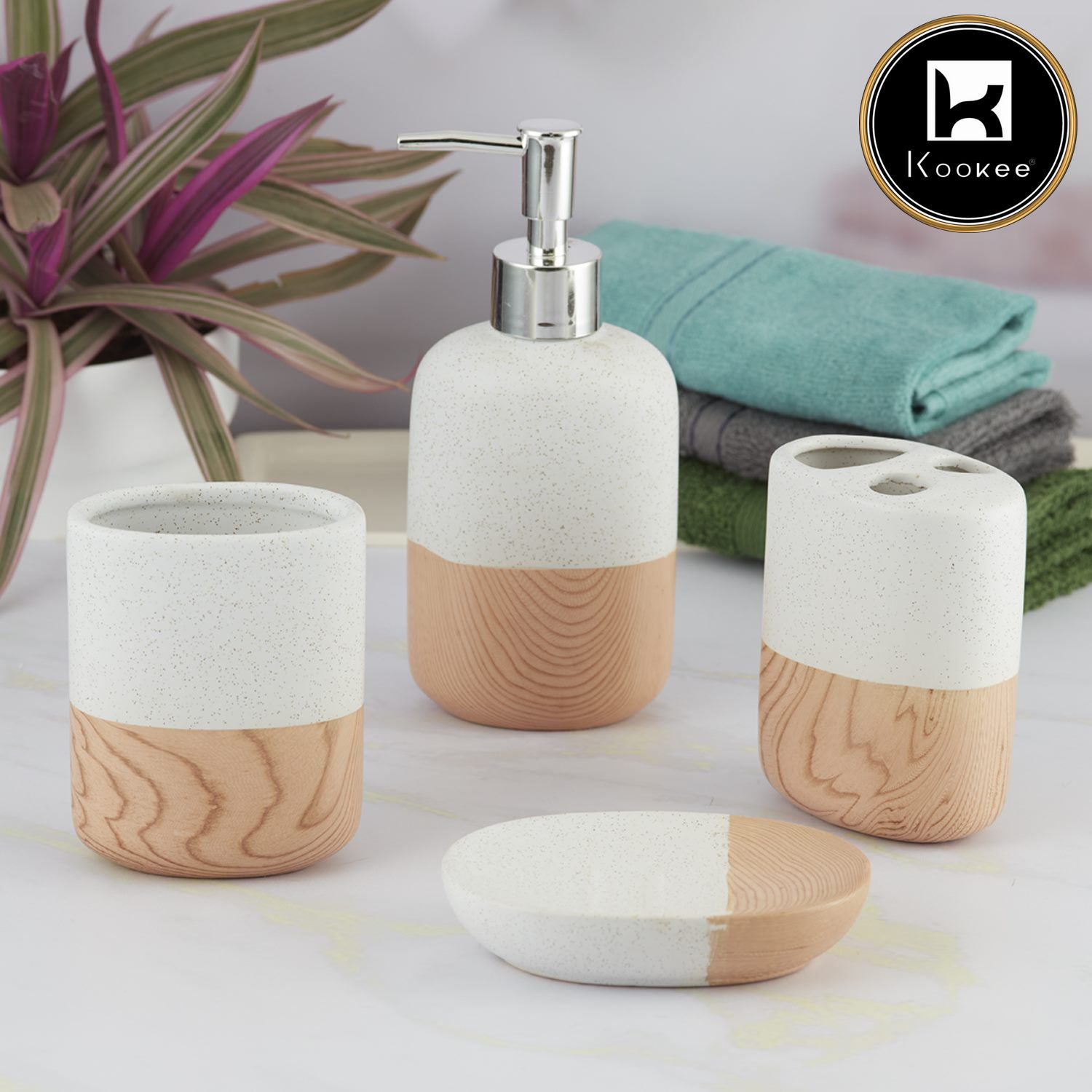Kookee Ceramic Bathroom Sets, Off White, ART09641