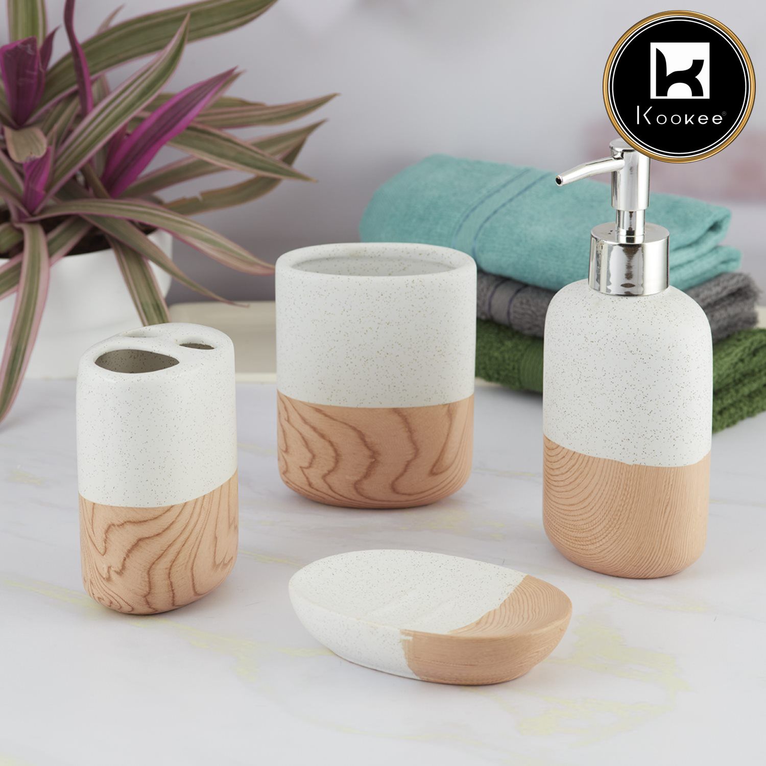 Kookee Ceramic Bathroom Sets, Off White, ART09641