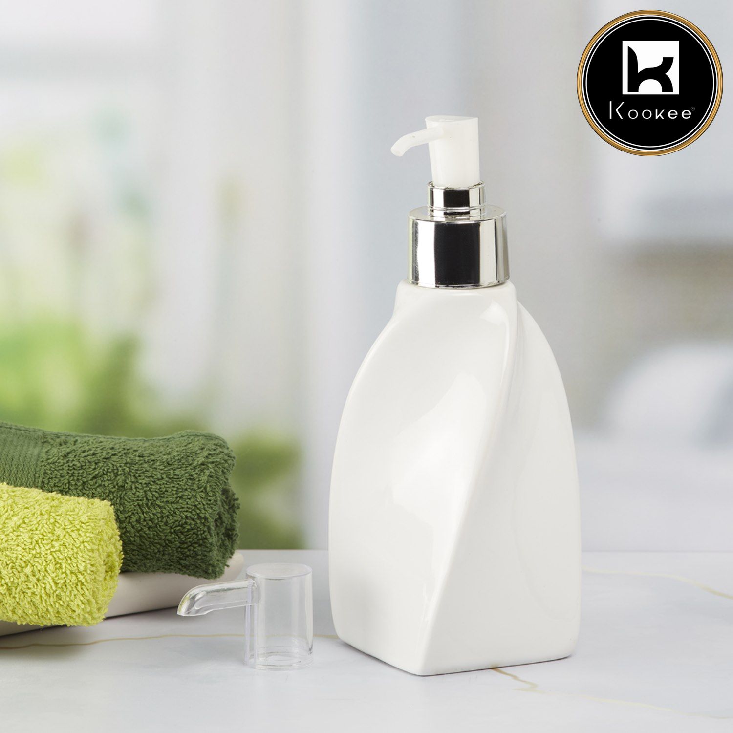 Ceramic Soap Dispenser for handwash for Bathroom, White (Set of 1) (9659)