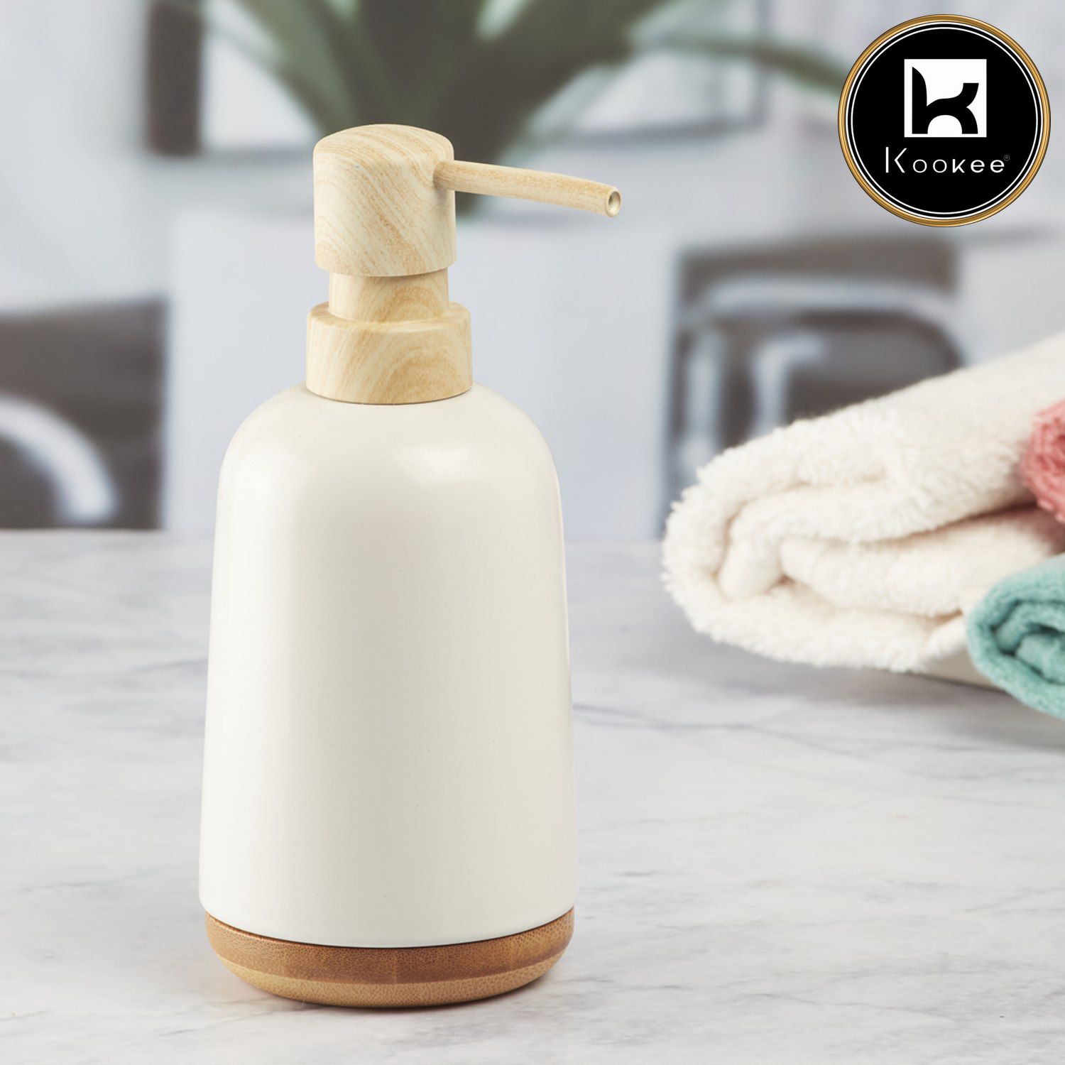 Ceramic Soap Dispenser for handwash for Bathroom, White (Set of 1) (9660)