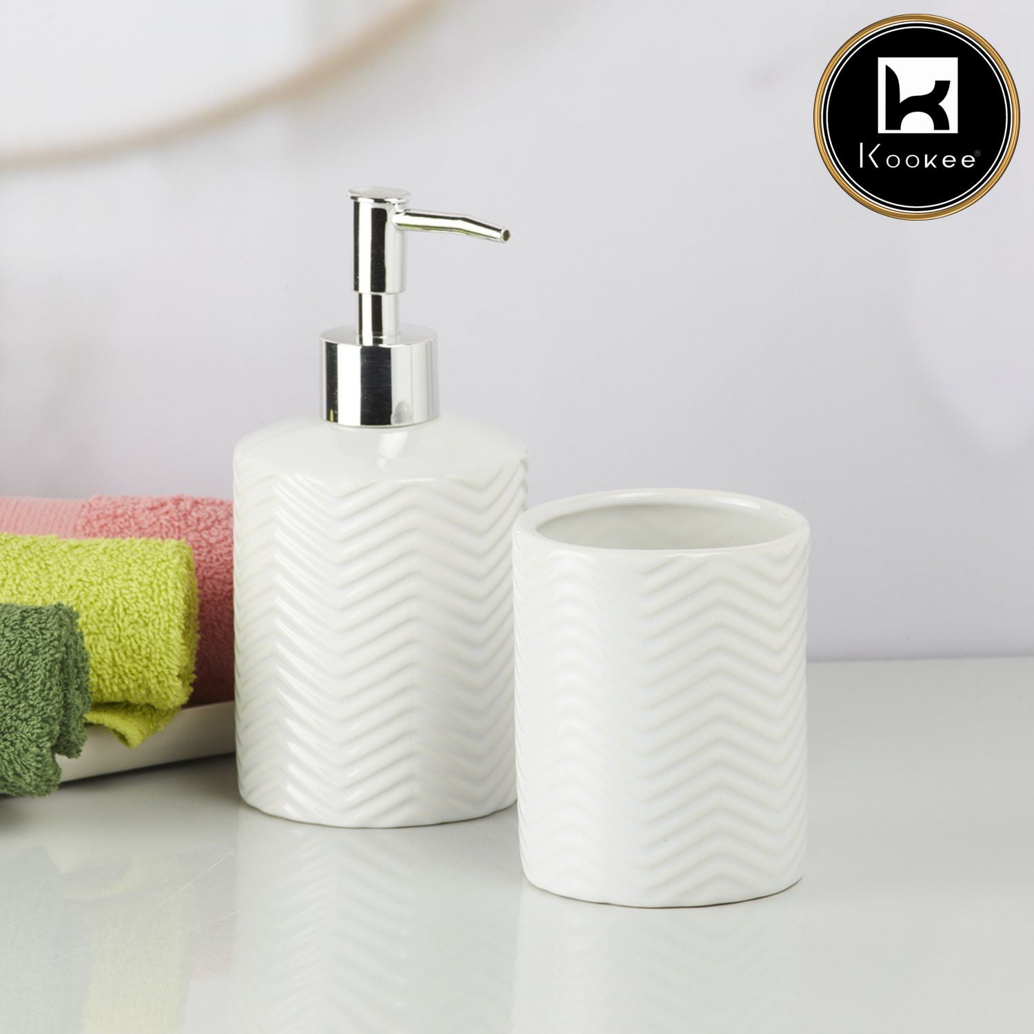 Kookee Ceramic Bathroom Sets, White, ART09722