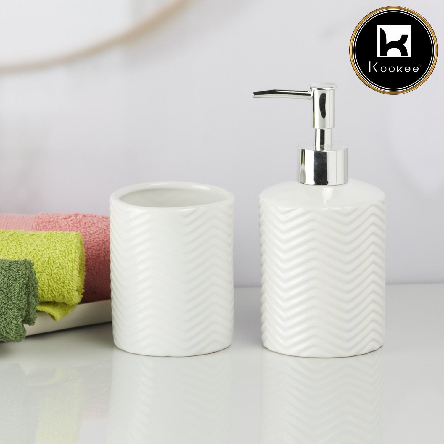Kookee Ceramic Bathroom Sets, White, ART09722