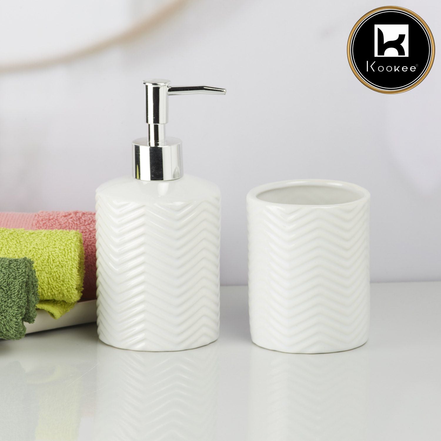 Kookee Ceramic Bathroom Sets, White, ART09722