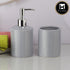 Kookee Ceramic Bathroom Accessories Set of 2, Modern Bath Set with Liquid handwash Soap Dispenser and Toothbrush holder, Luxury Gift Accessory for Home, Grey