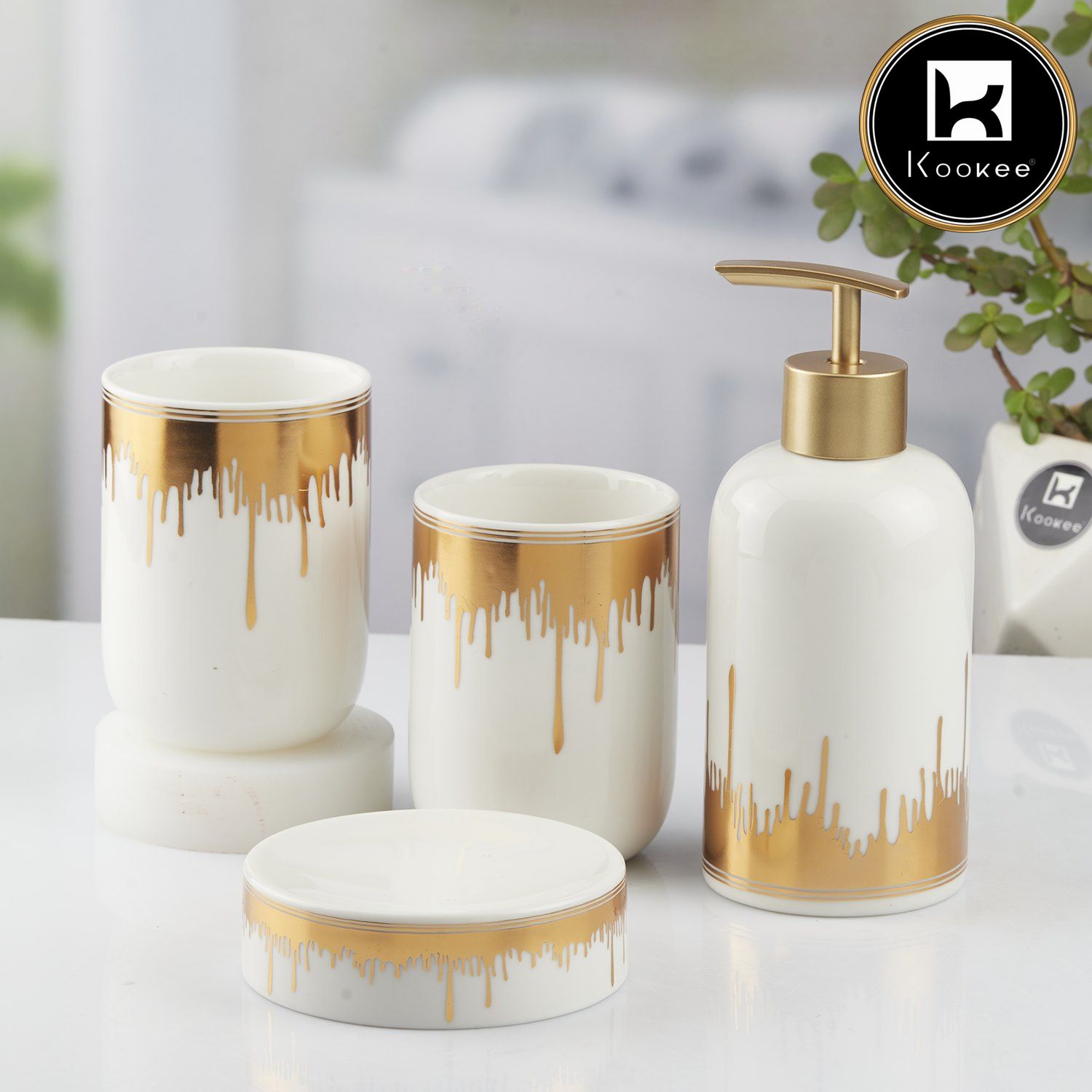 Kookee Ceramic Bathroom Sets, White, ART09738