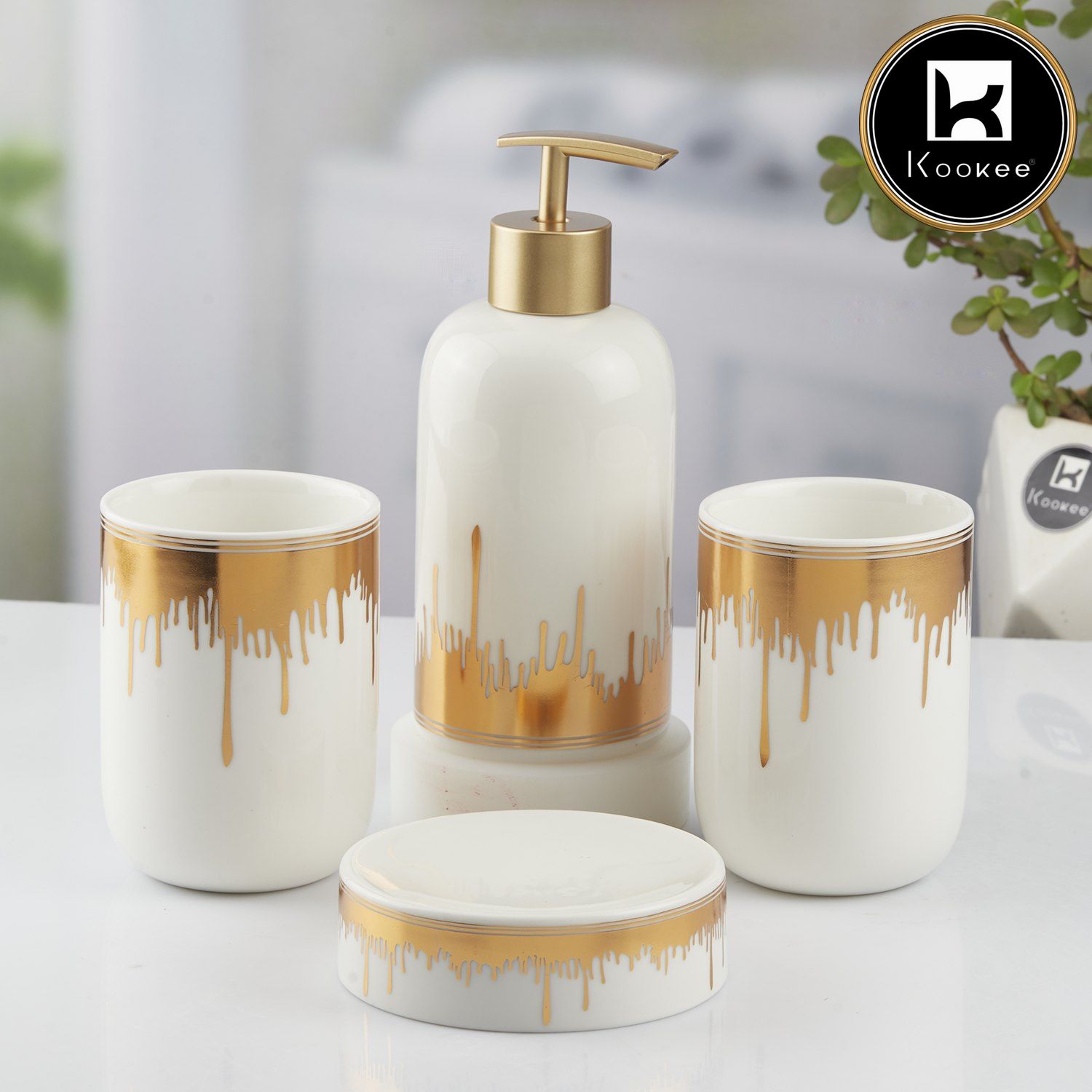 Kookee Ceramic Bathroom Sets, White, ART09738
