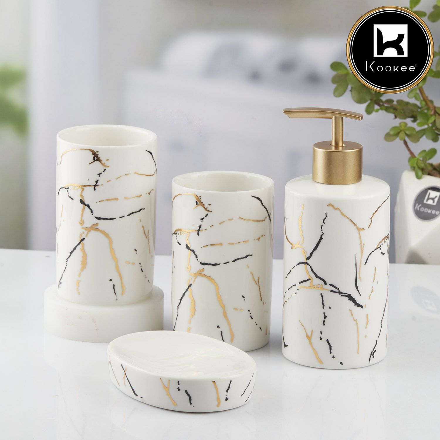 Kookee Ceramic Bathroom Sets, White, ART09741
