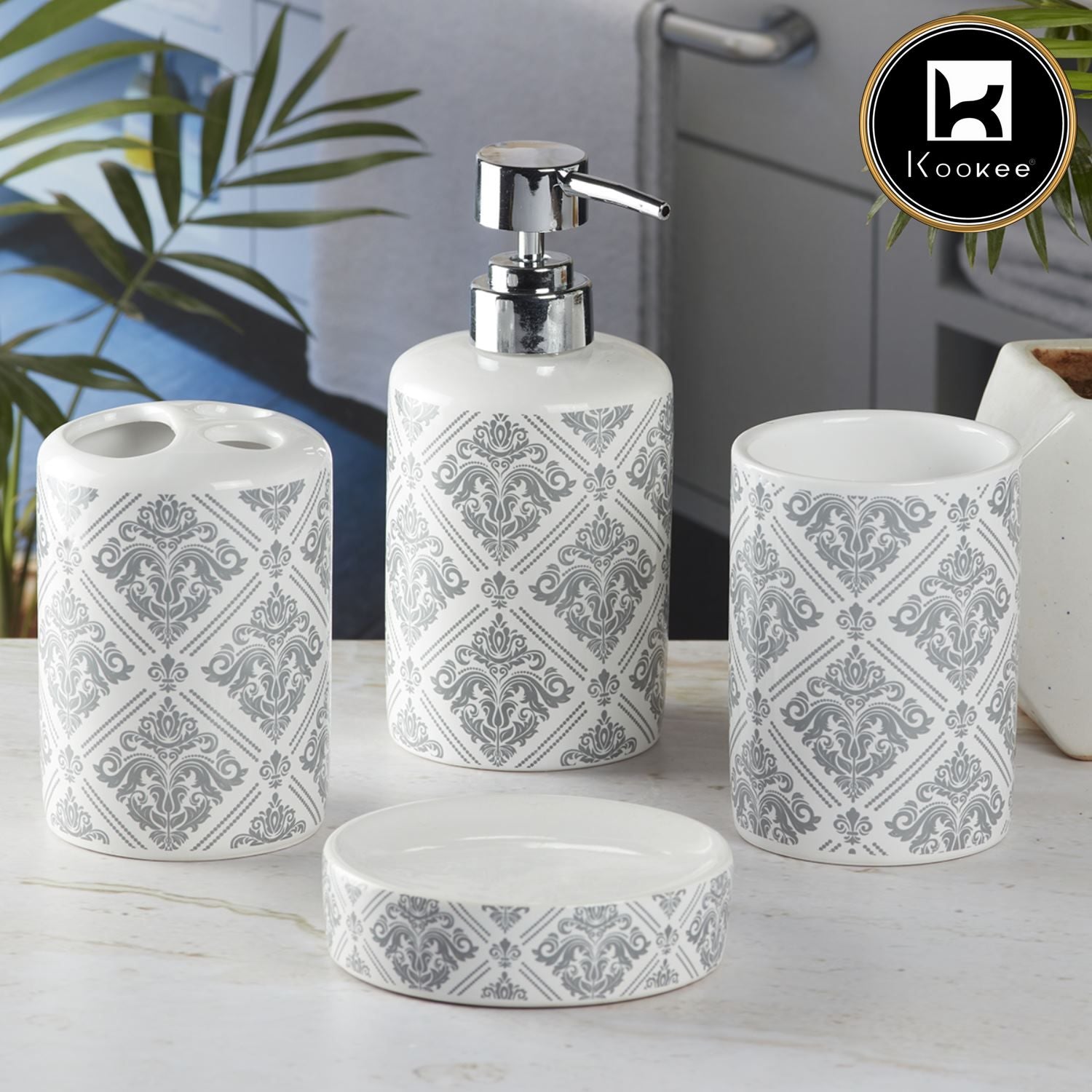 Kookee Ceramic Bathroom Sets, White, ART09752