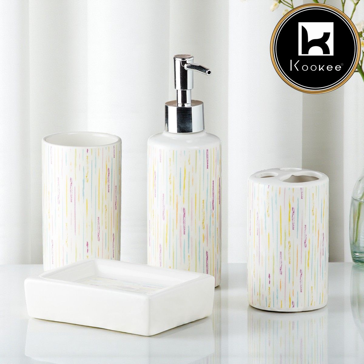 Kookee Ceramic Bathroom Sets, Multi, ART09759
