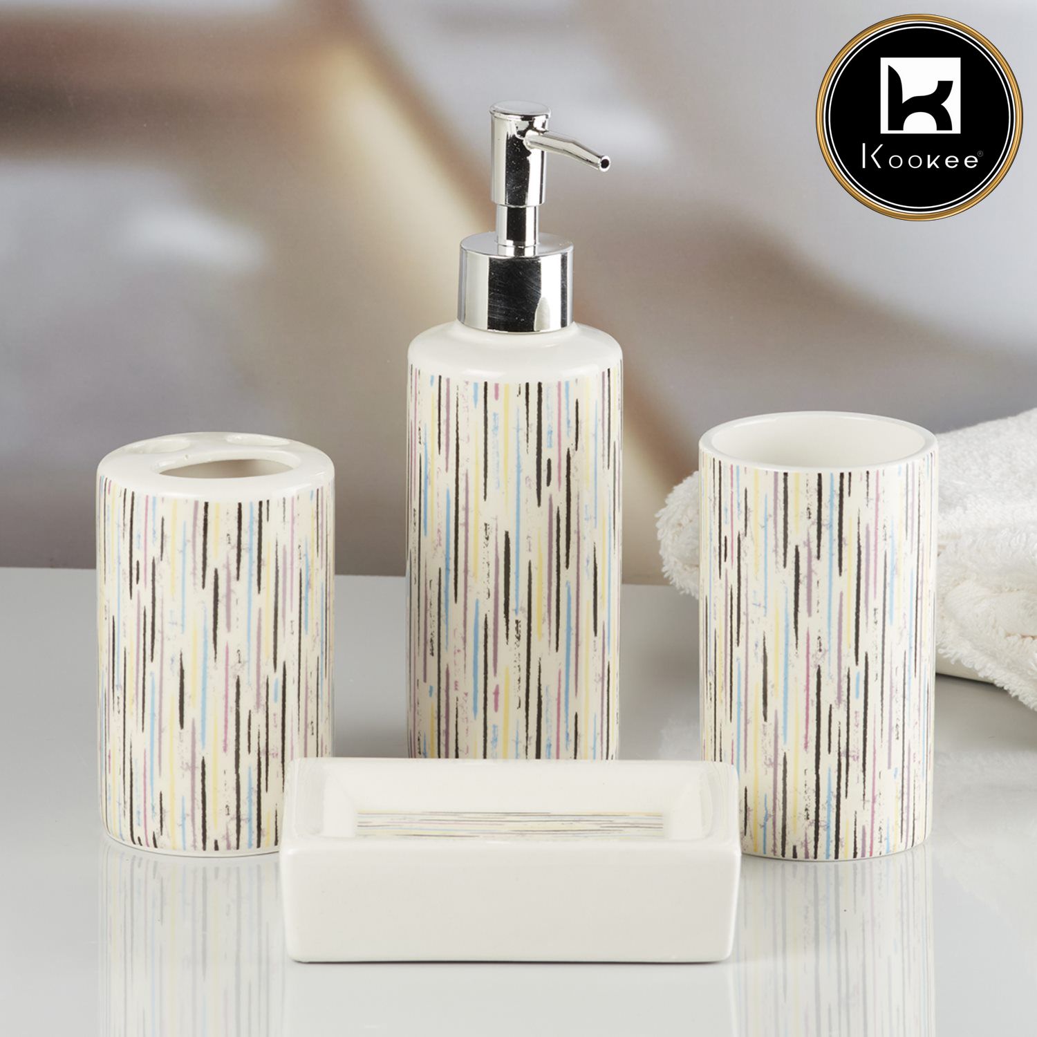 Kookee Ceramic Bathroom Sets, Multi, ART09760