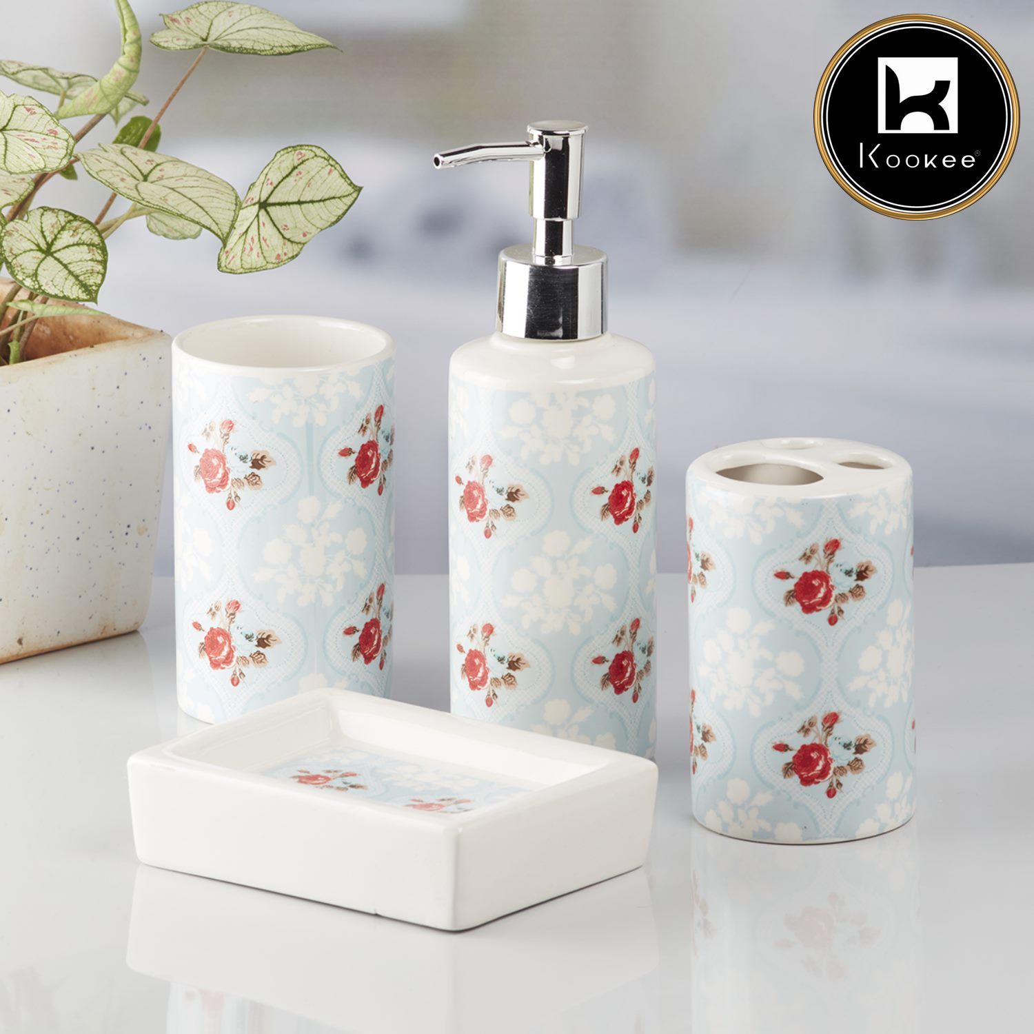 Kookee Ceramic Bathroom Sets, Blue, ART09761
