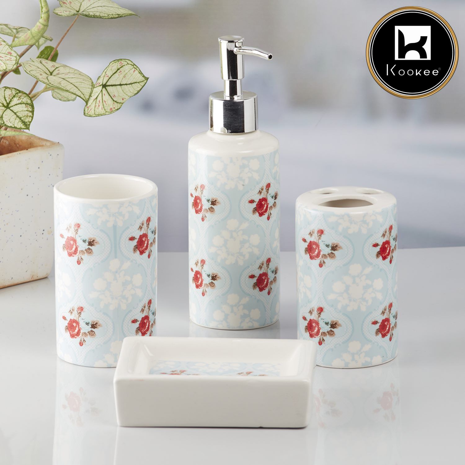 Kookee Ceramic Bathroom Sets, Blue, ART09761