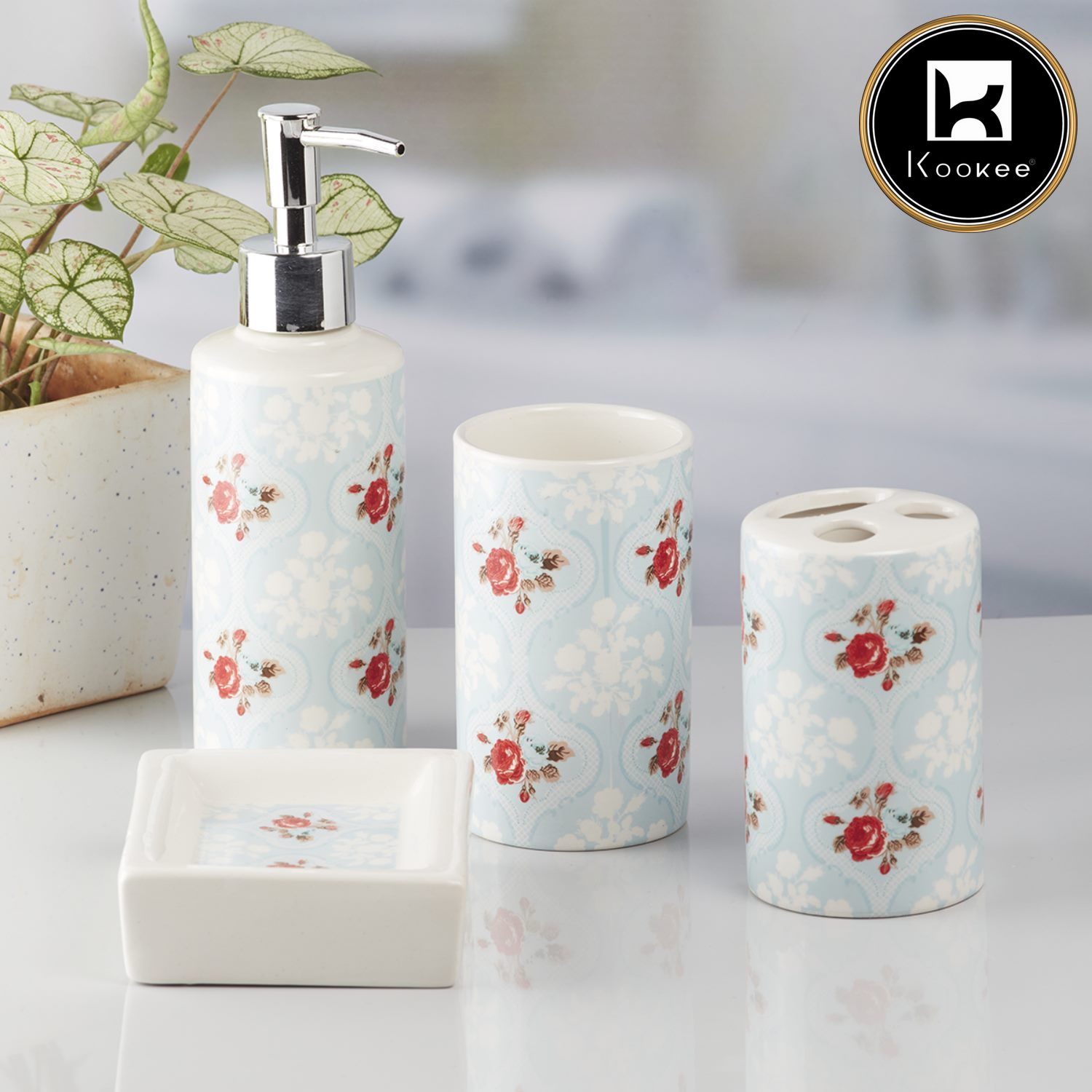 Kookee Ceramic Bathroom Sets, Blue, ART09761