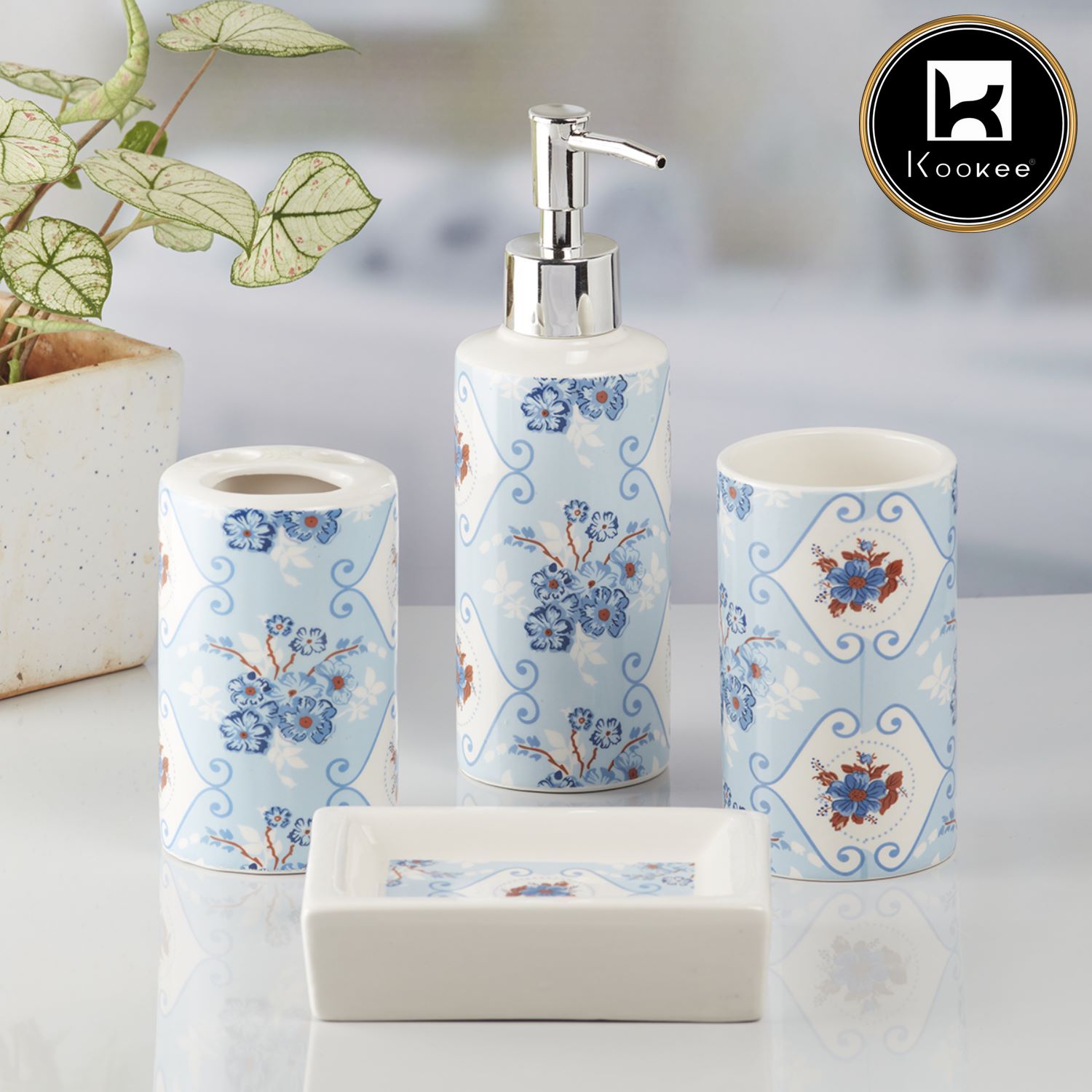 Kookee Ceramic Bathroom Sets, Blue, ART09762