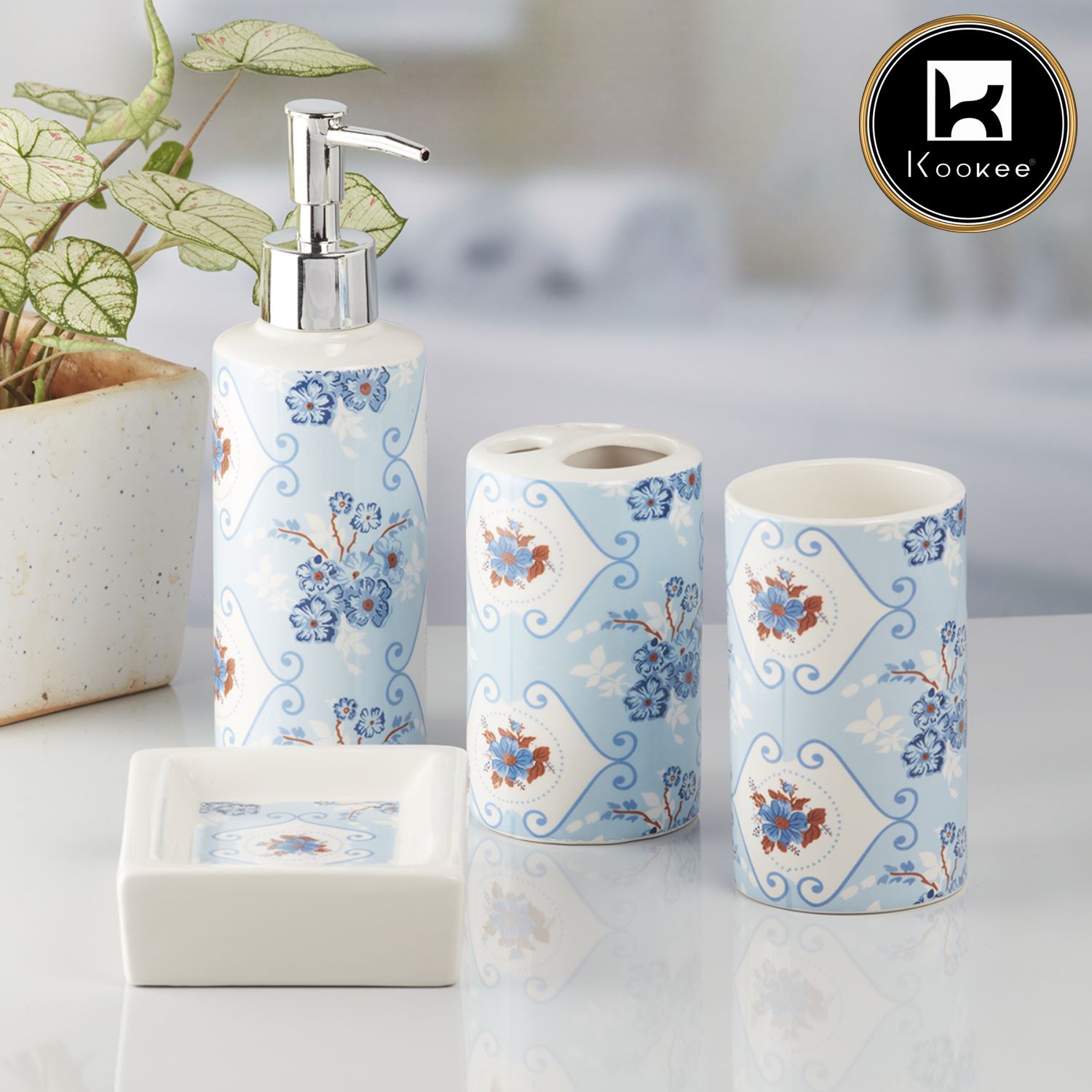 Kookee Ceramic Bathroom Sets, Blue, ART09762