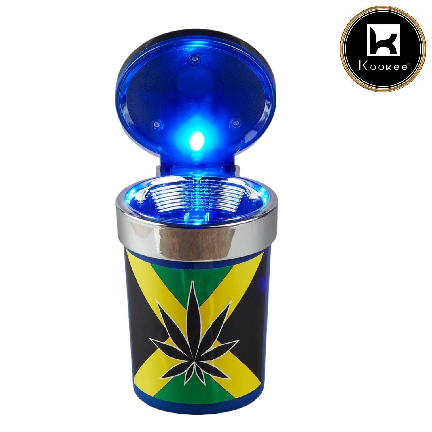 Plastic Car Ashtray Bucket with Lid and LED for Smokers (V-ASH-001-4)